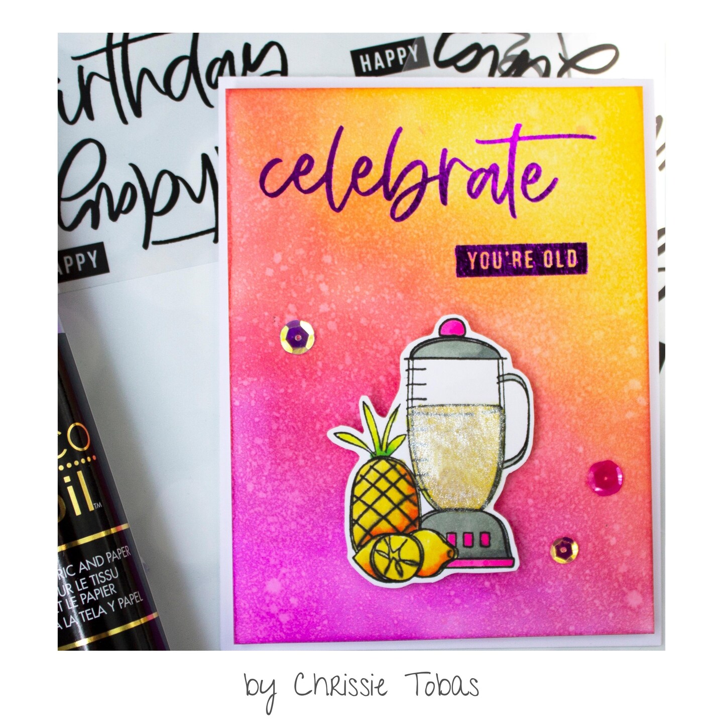 Deco Foil Adhesive Transfer Sheets by Unity 5.9" x 5.9"-Let's Celebrate