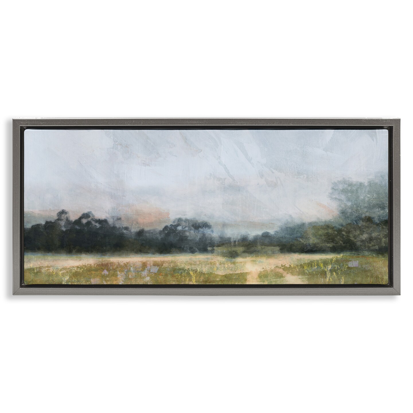 Stupell Industries Rural Field Abstract Landscape Framed Floater Canvas Wall Art