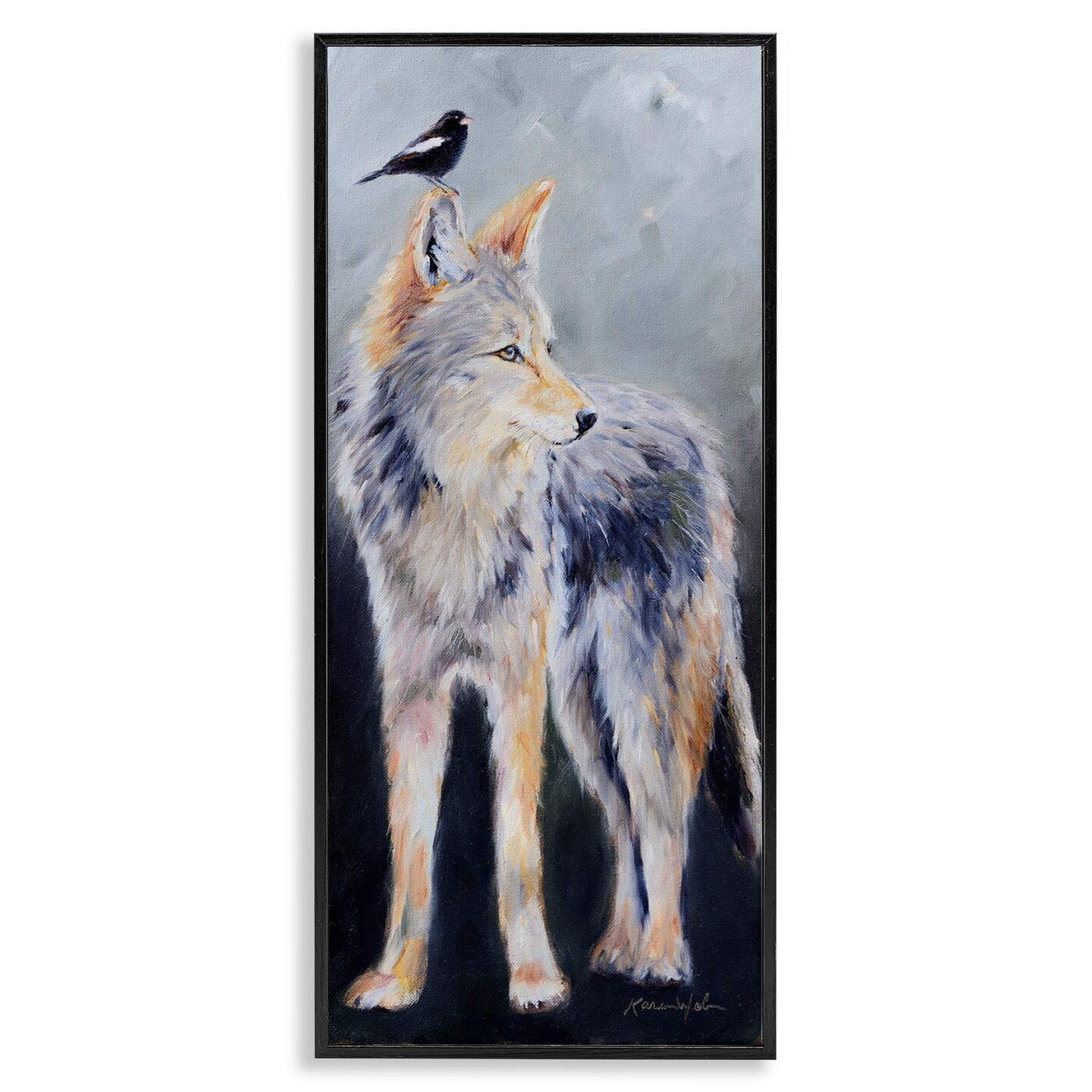 Stupell Industries Wild Coyote &#x26; Black Bird Framed Giclee Art