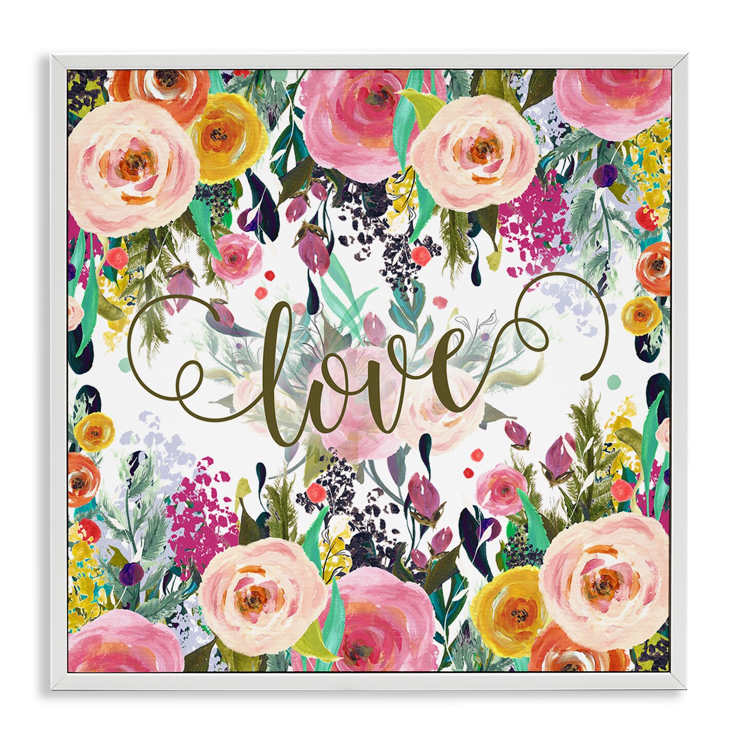 Stupell Industries Elegant Love Floral Pattern Framed Giclee Art