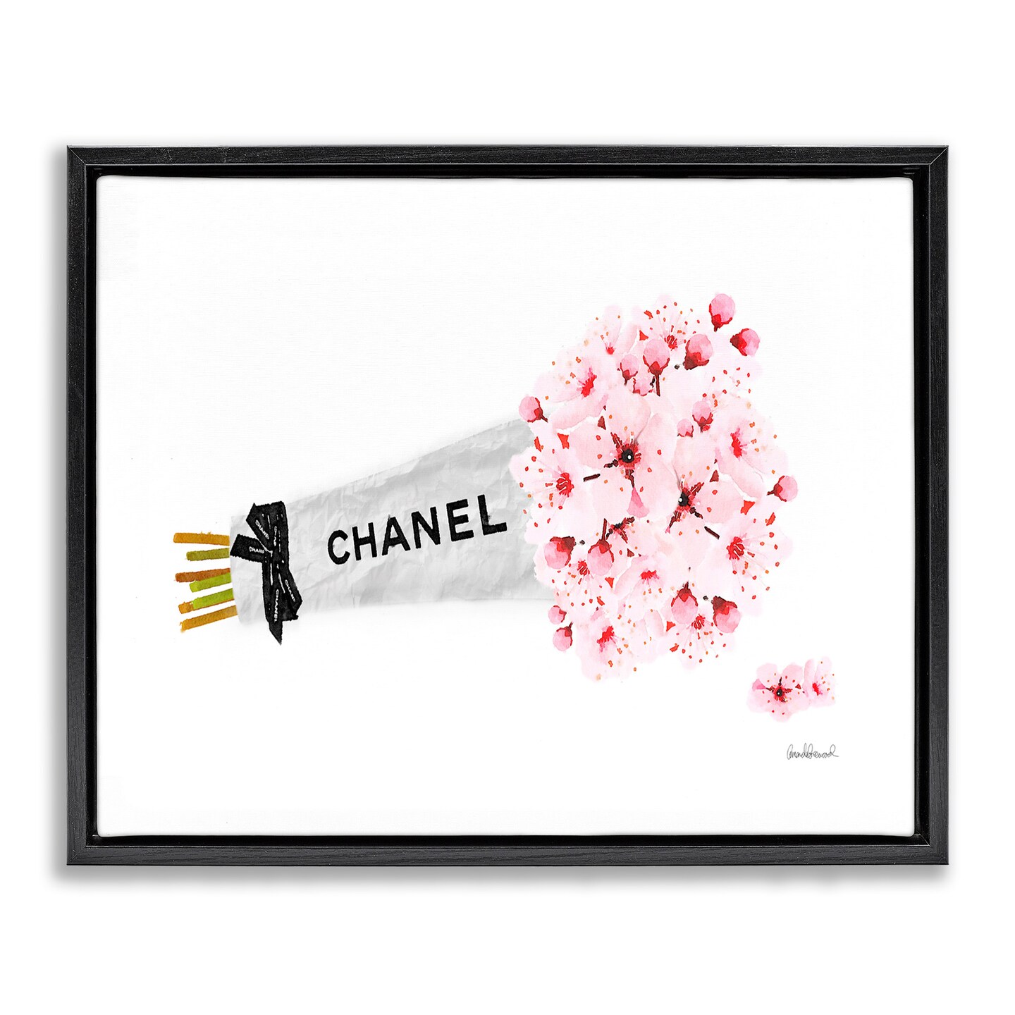 Stupell Industries Fashion Wrapped Cherry Blossoms Framed Floater Canvas Wall Art