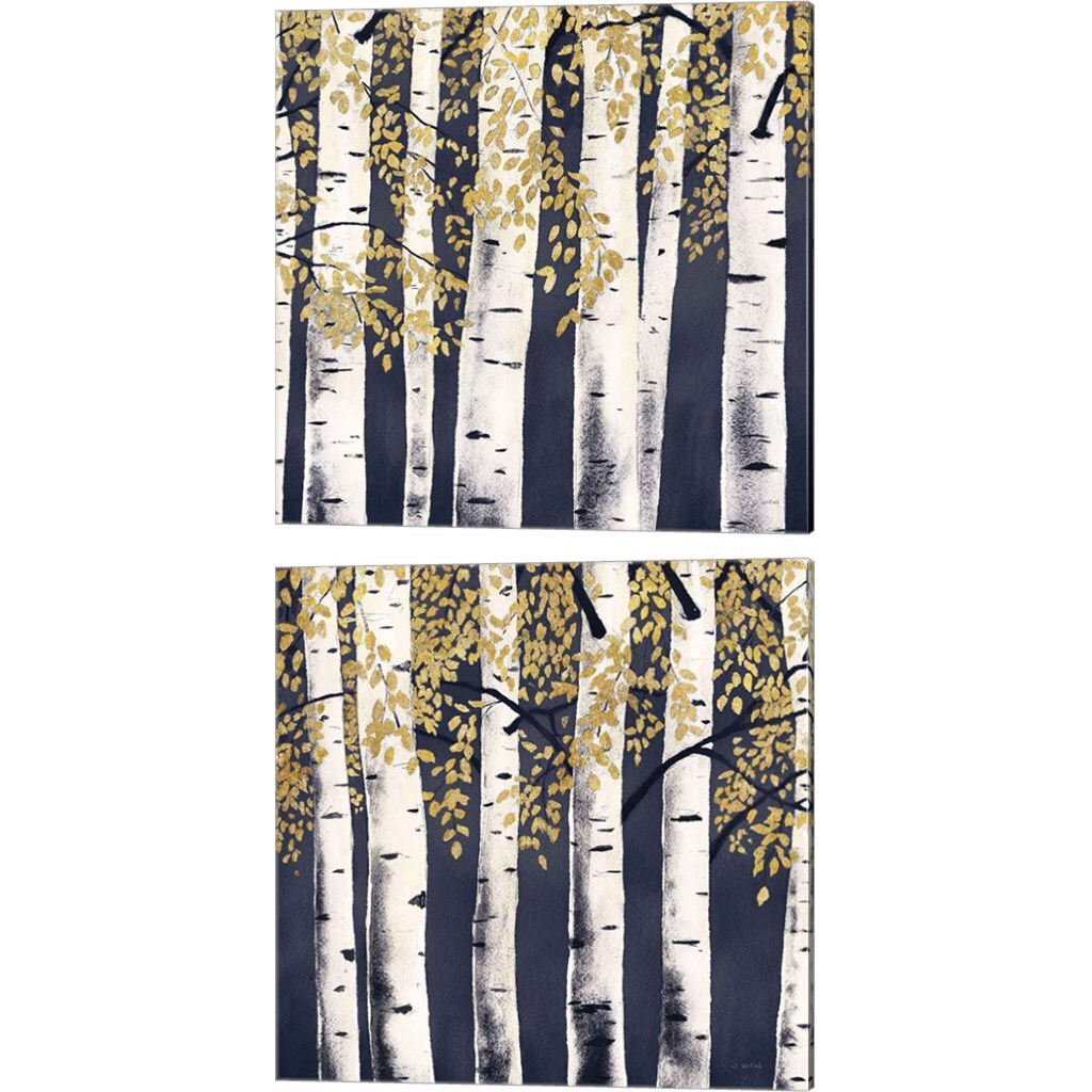 Fresh Forest Indigo by James Wiens 14" x 14" Canvas Wall Art (Set of 2)