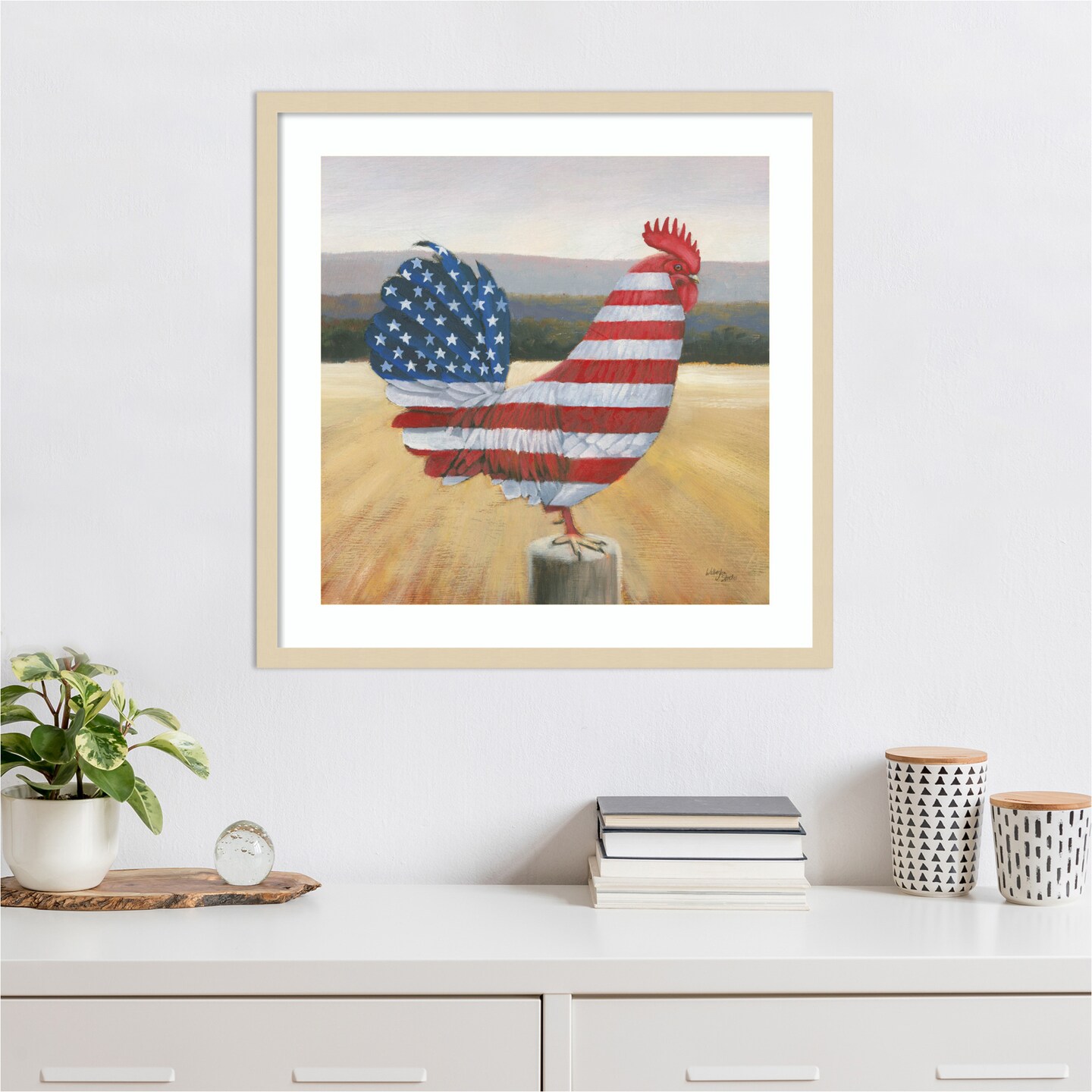 American Rooster by Wellington Studio Wood Framed Wall Art Print