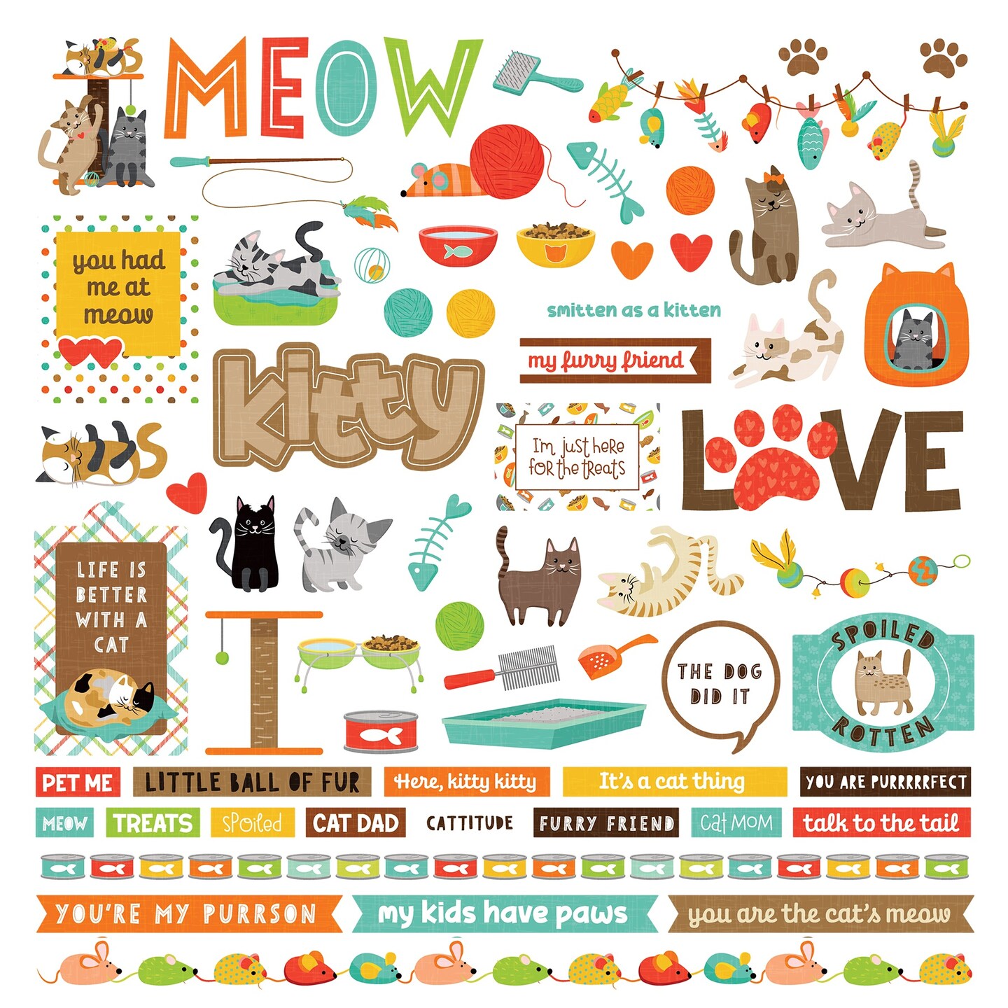 Cat Nip Stickers 12&#x22;X12&#x22;-Elements