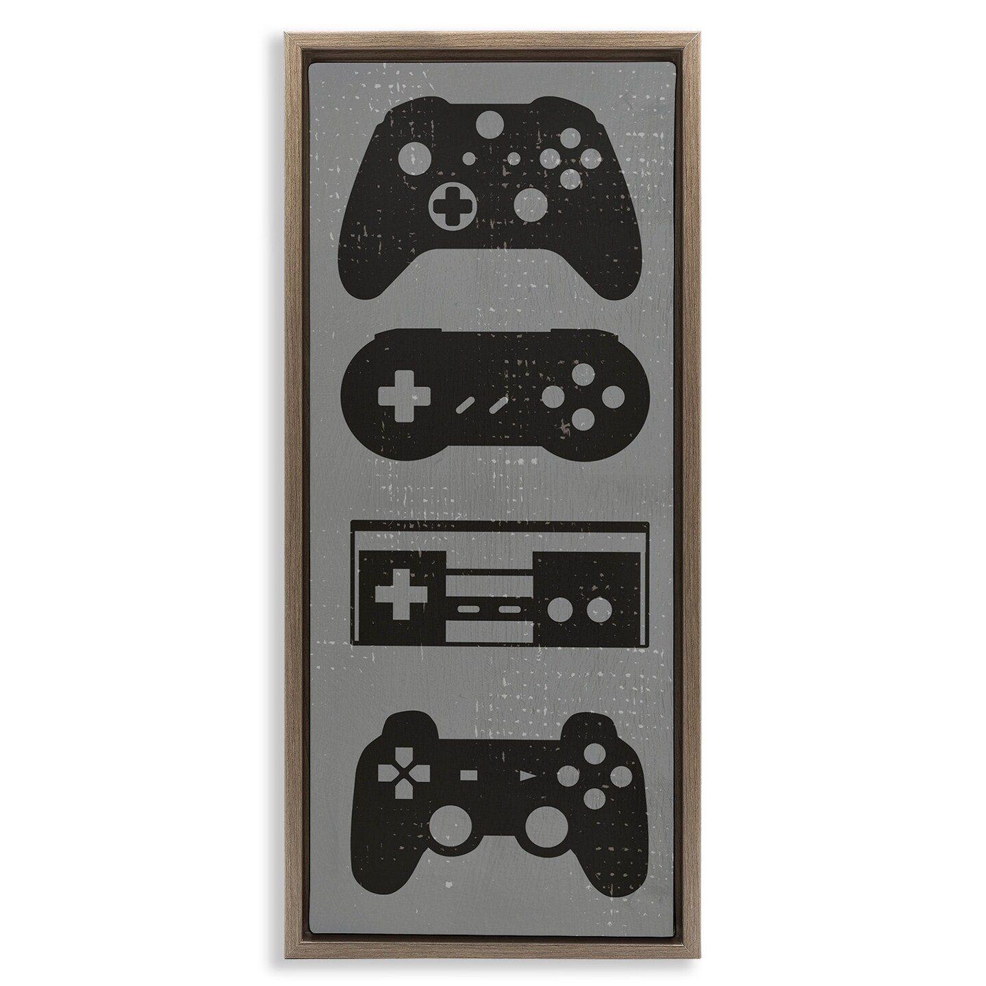 Stupell Industries Vintage Video Game Controllers Framed Floater Canvas Wall Art