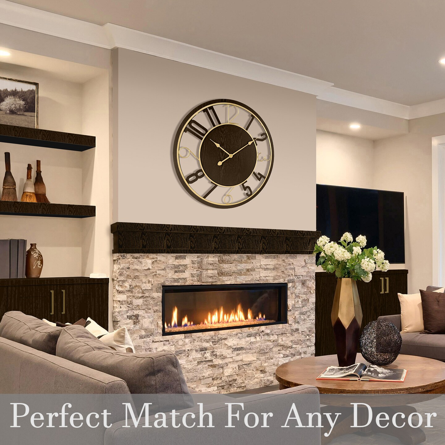 Sorbus Wooden Modern Wall Clock - Large 24-Inch Wall Clock - Battery Operated Analog  for Living Room and Kitchen D&#xE9;cor
