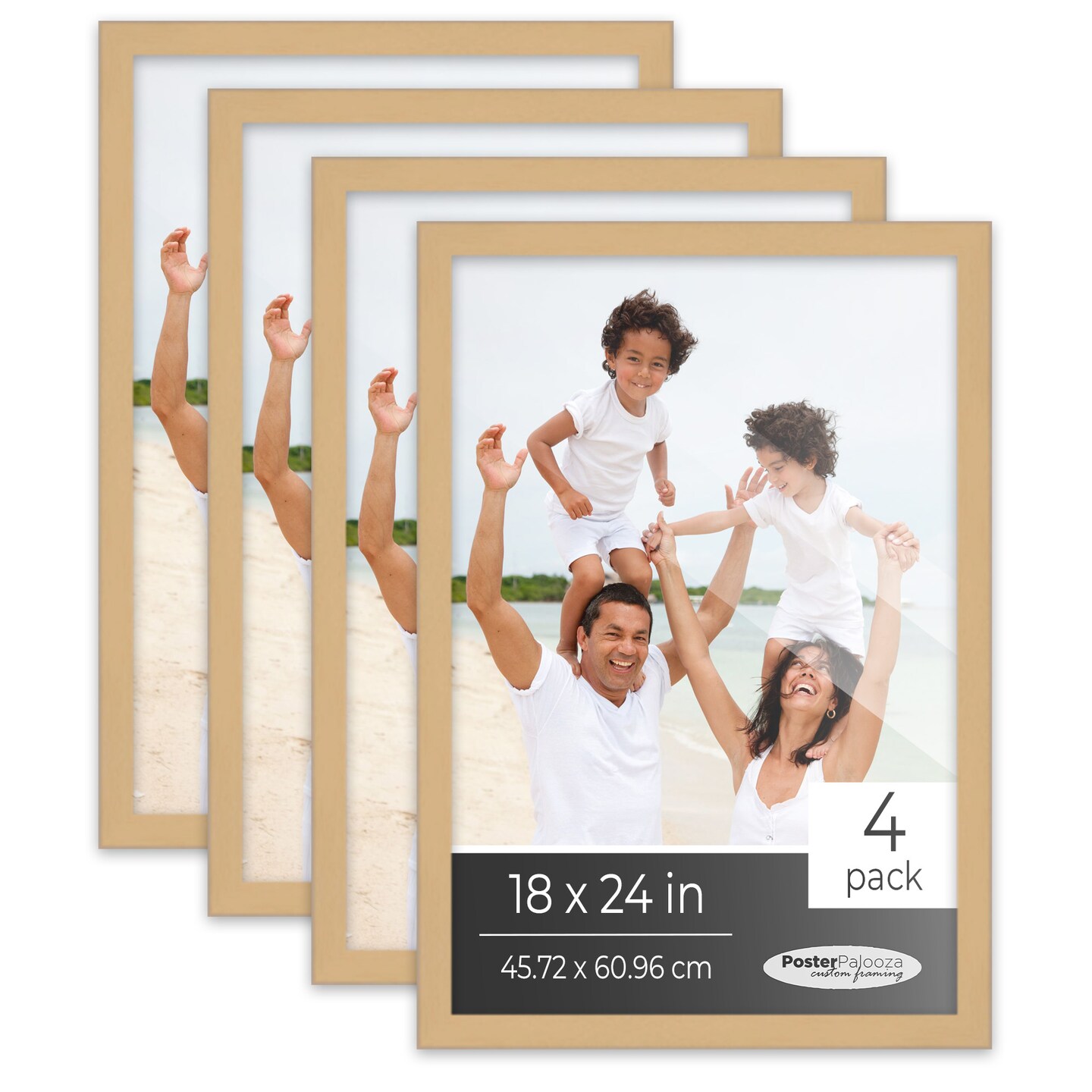 Pack of 4 Natural Picture Frames | Solid Wood | UV-Resistant Acrylic | Easy Gallery Wall Setup