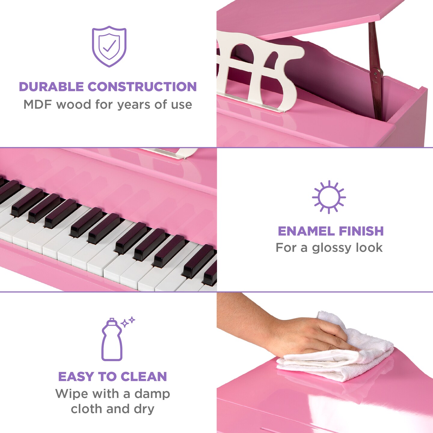 Best Choice Products Kids Classic 30-Key Mini Piano w/ Lid, Bench, Folding Music Rack, Song Book, Stickers