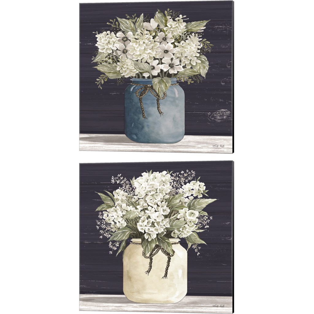 White Flowers by Cindy Jacobs 14" x 14" Canvas Wall Art (Set of 2 ...
