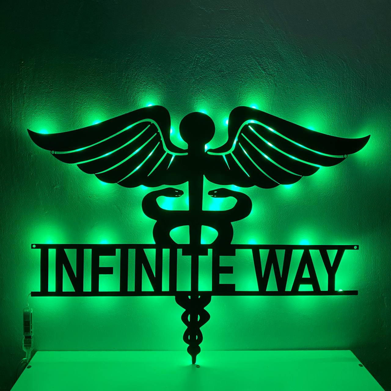 Custom Medical Symbol Caduceus MD Star Nursing Metal Wall Art LED Light