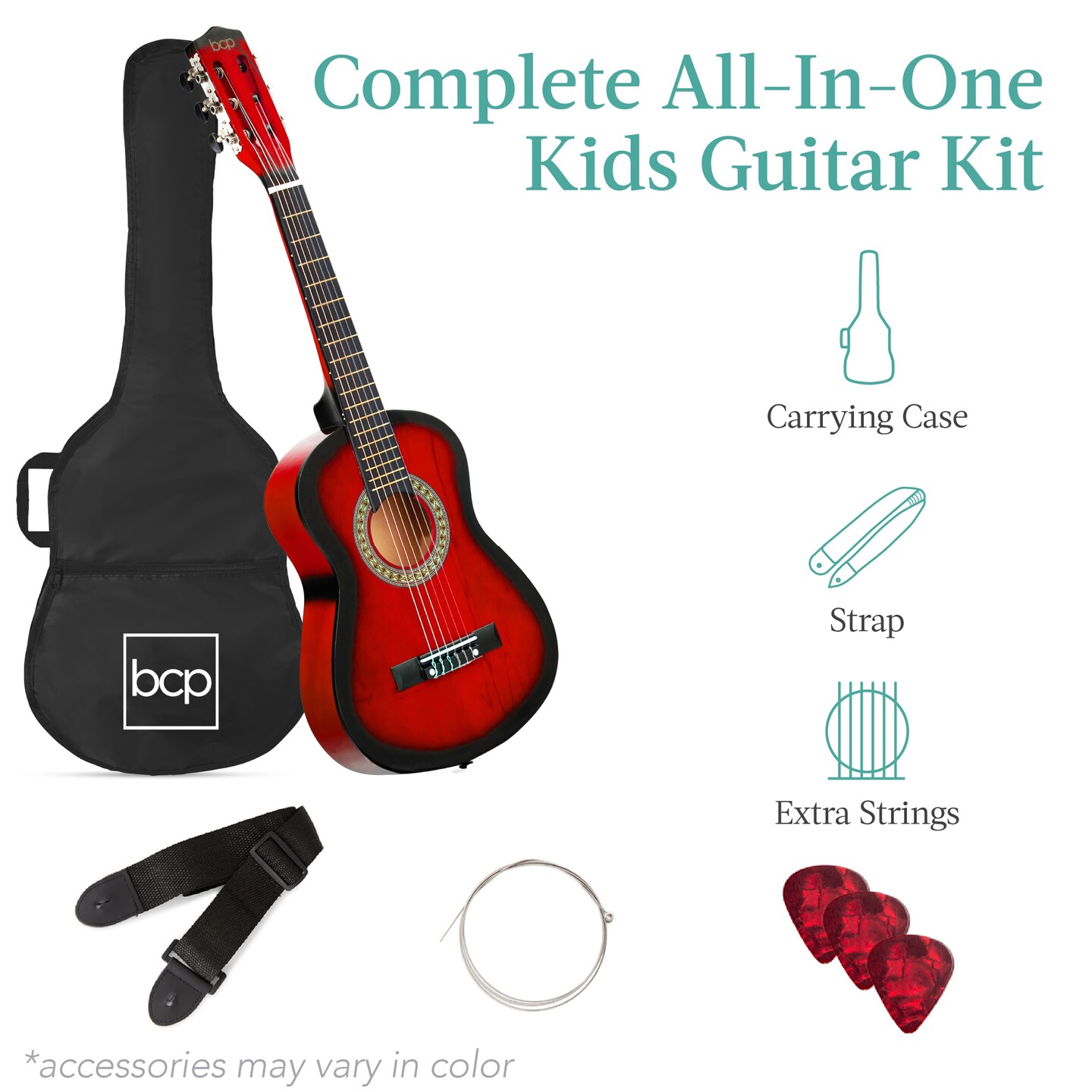 Best Choice Products 30in Kids Acoustic Guitar Beginner Starter Kit with Strap, Case, Strings