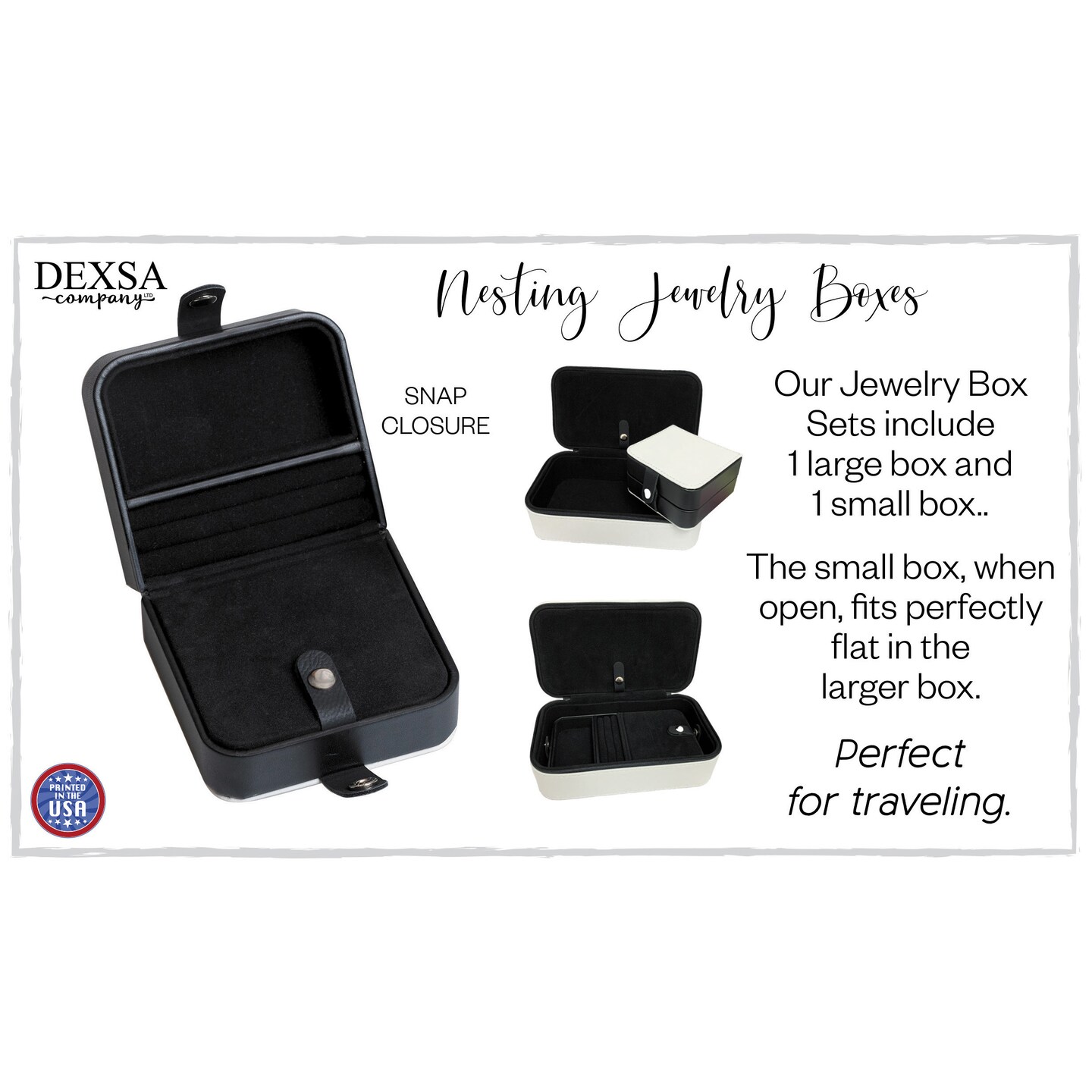 DEXSA Every Day Holds Jewelry Box Set, Measures 8" x 4.75" x 3"