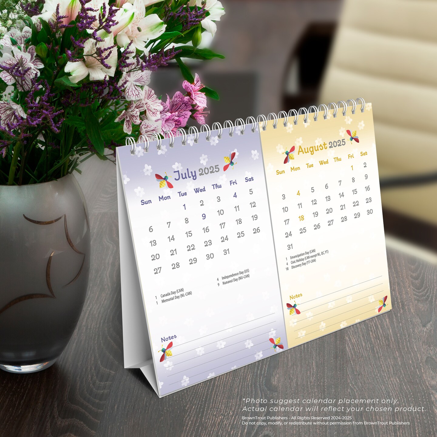 Busy Bees | 2025 7.5 x 6 Inch Monthly Double-View Easel Desk Calendar | BrownTrout | Planning Stationery