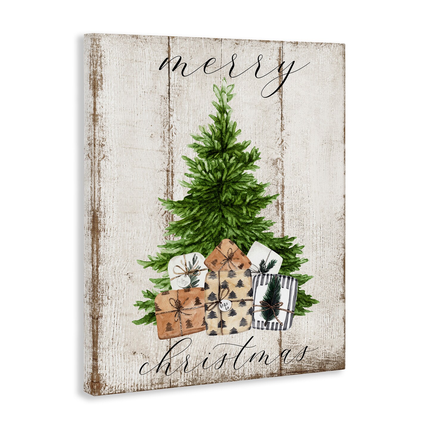 Stupell Industries Rustic Distressed Christmas Tree Canvas Wall Art
