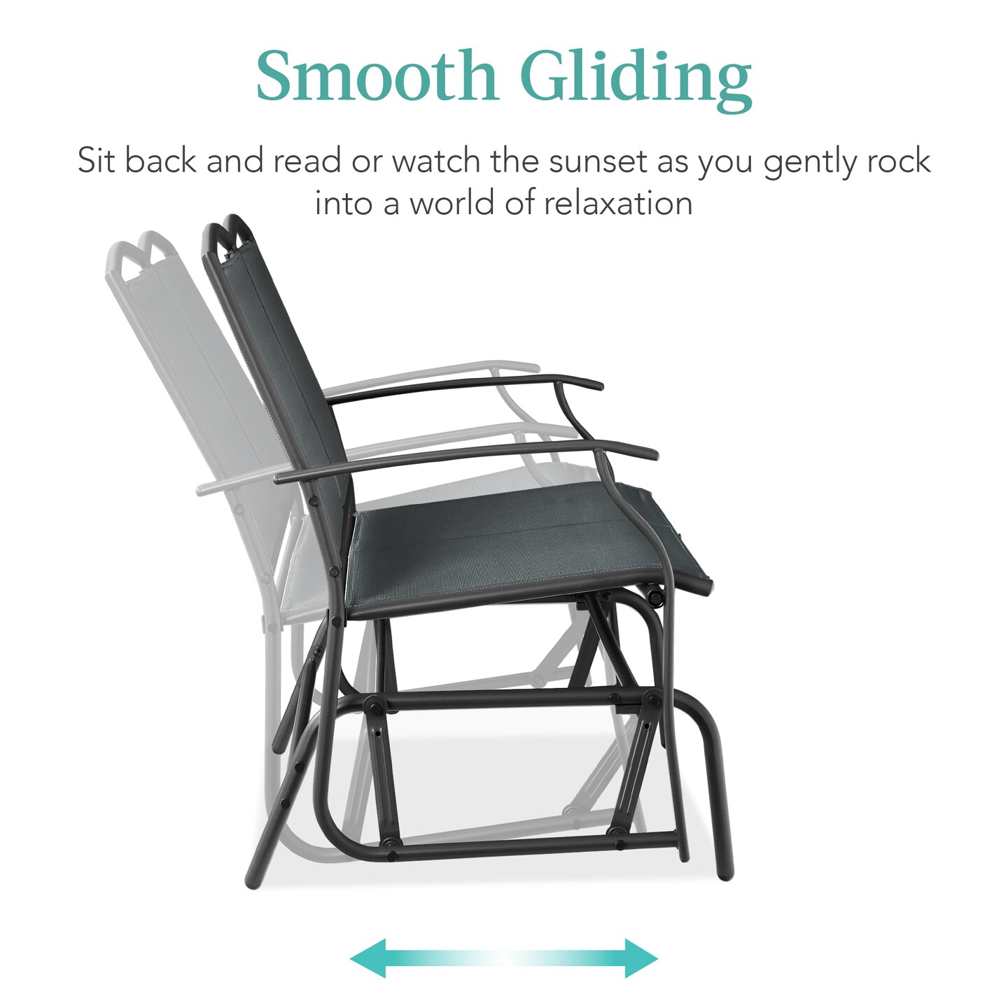 Best Choice Products 2-Person Outdoor Swing Glider, Steel Patio Loveseat, Bench Rocker w/ Armrests