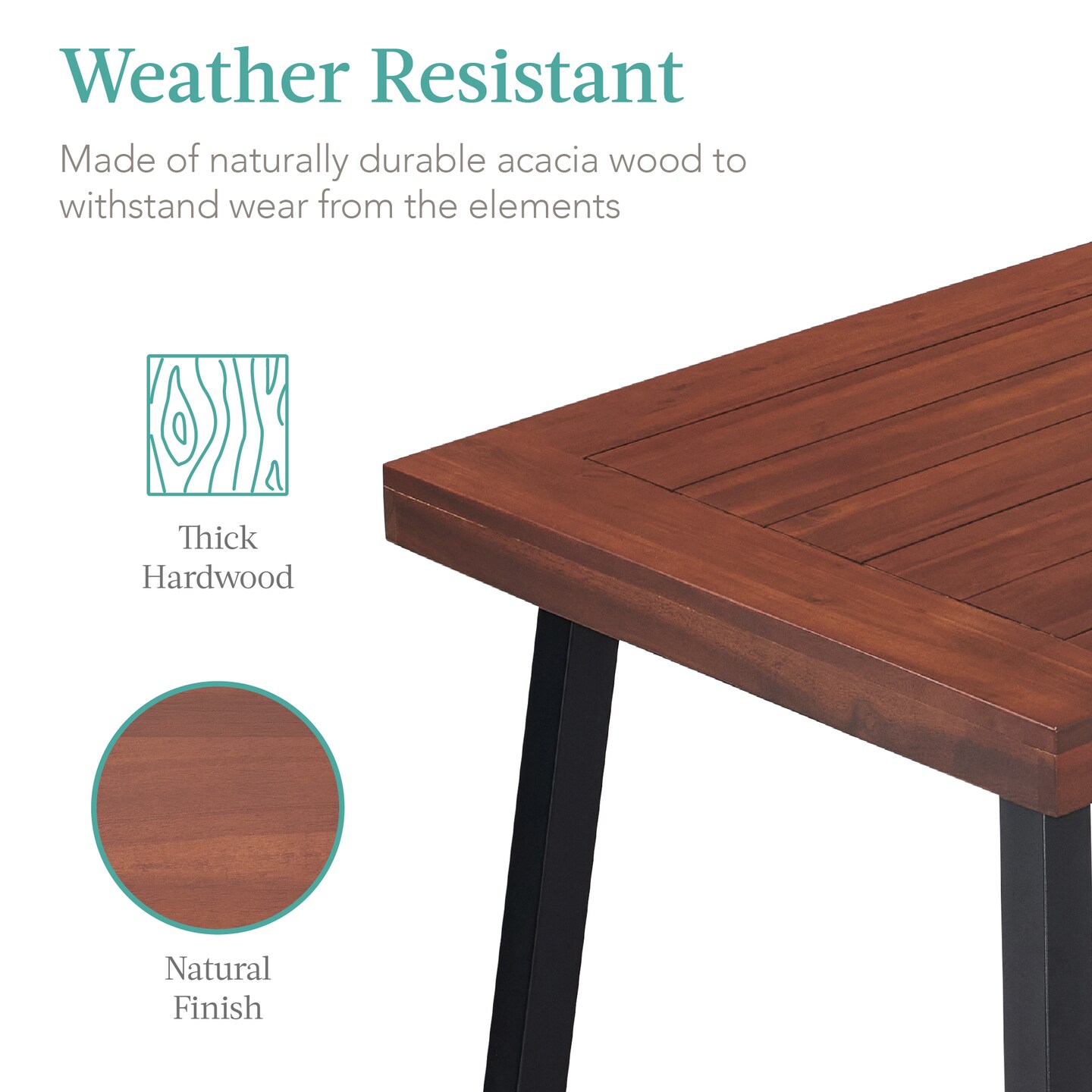Best Choice Products 6-Person Indoor Outdoor Patio Rustic Acacia Wood Picnic Dining Table w/ Metal Legs