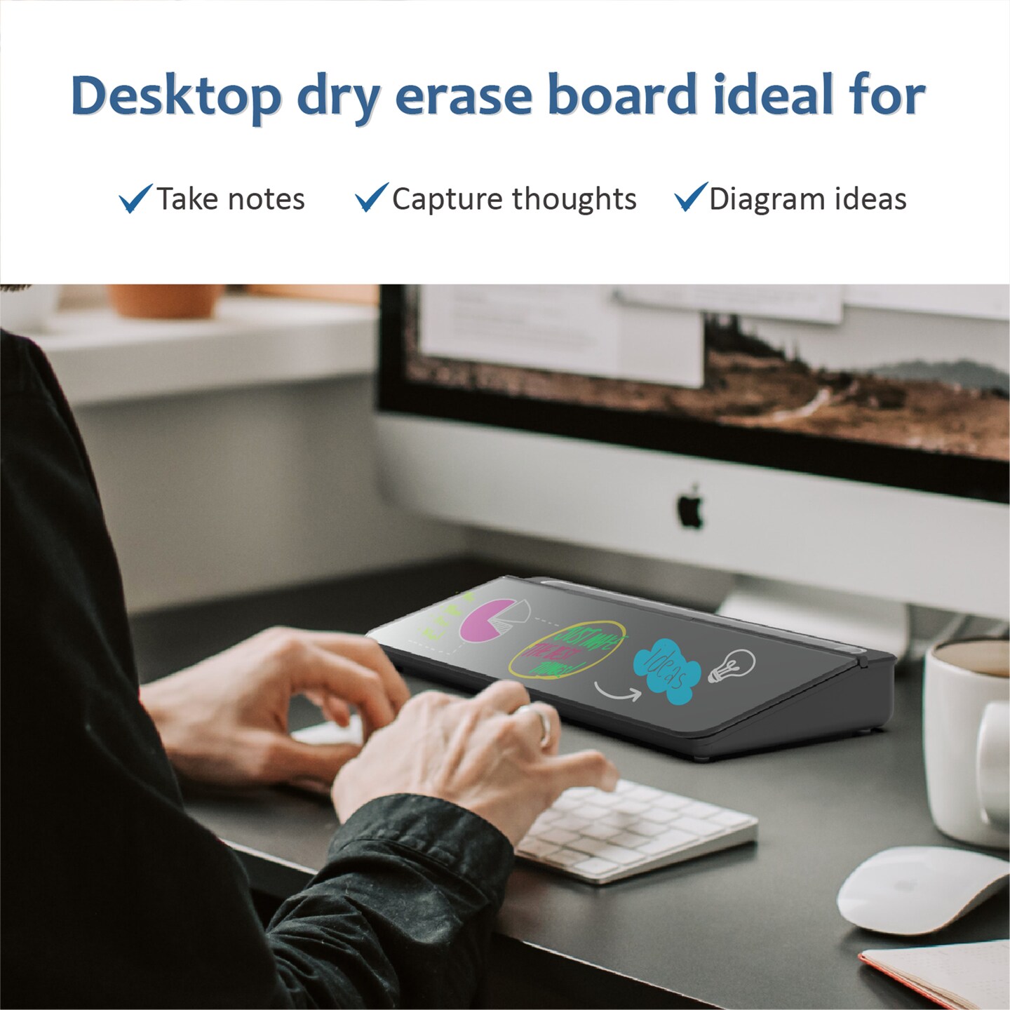 Audio-Visual Direct - Glass Desktop Computer Keyboard Whiteboard Notepad Set