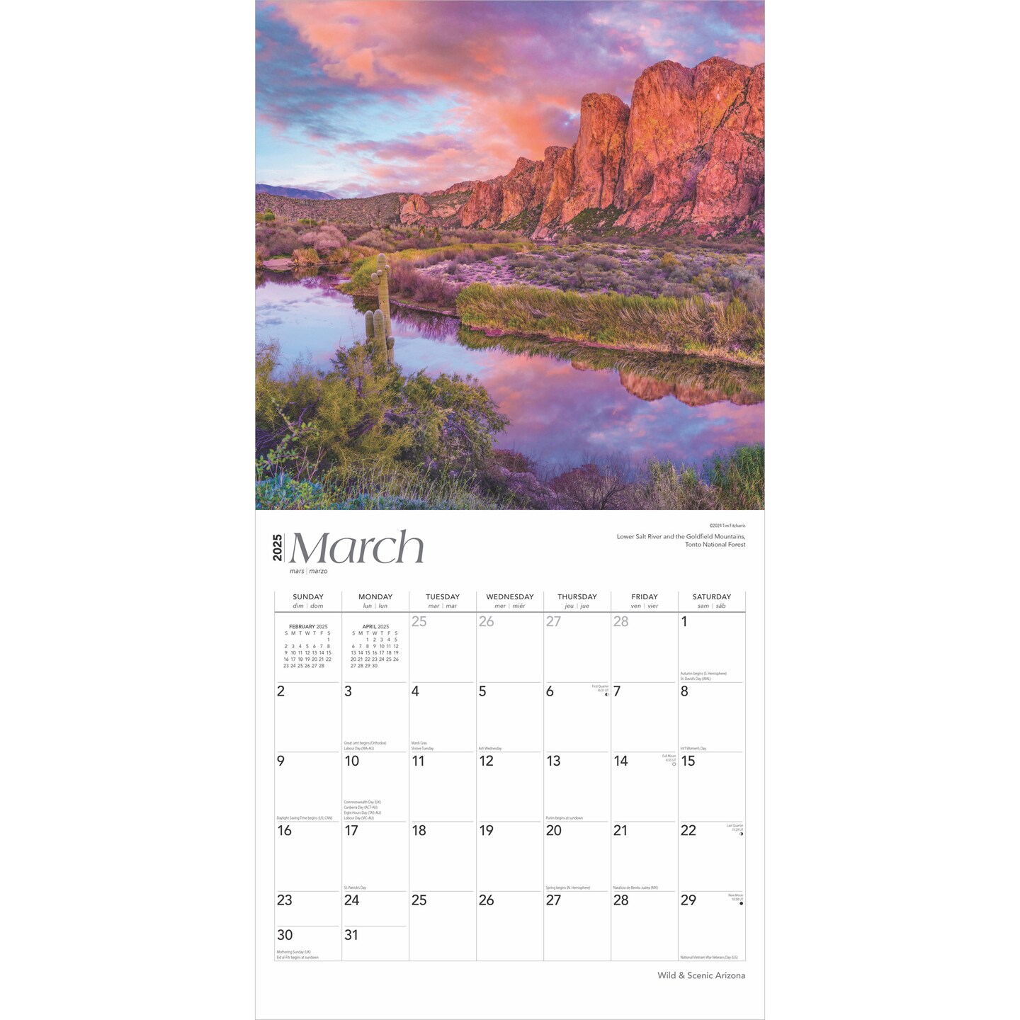 Arizona Wild &#x26; Scenic | 2025 12 x 24 Inch Monthly Square Wall Calendar | Plastic-Free | BrownTrout | USA United States of America Southwest State Nature