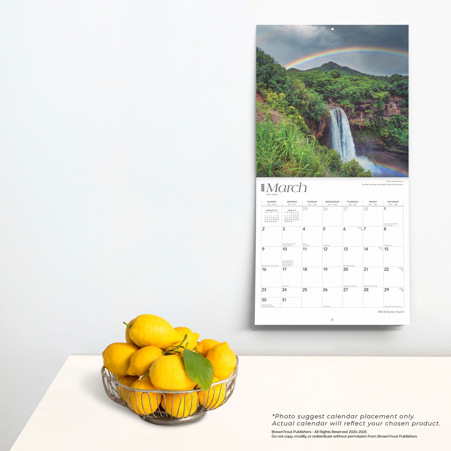 Hawaii Wild &#x26; Scenic | 2025 12 x 24 Inch Monthly Square Wall Calendar | Foil Stamped Cover | Plastic-Free | BrownTrout | USA United States of America Noncontiguous State Nature