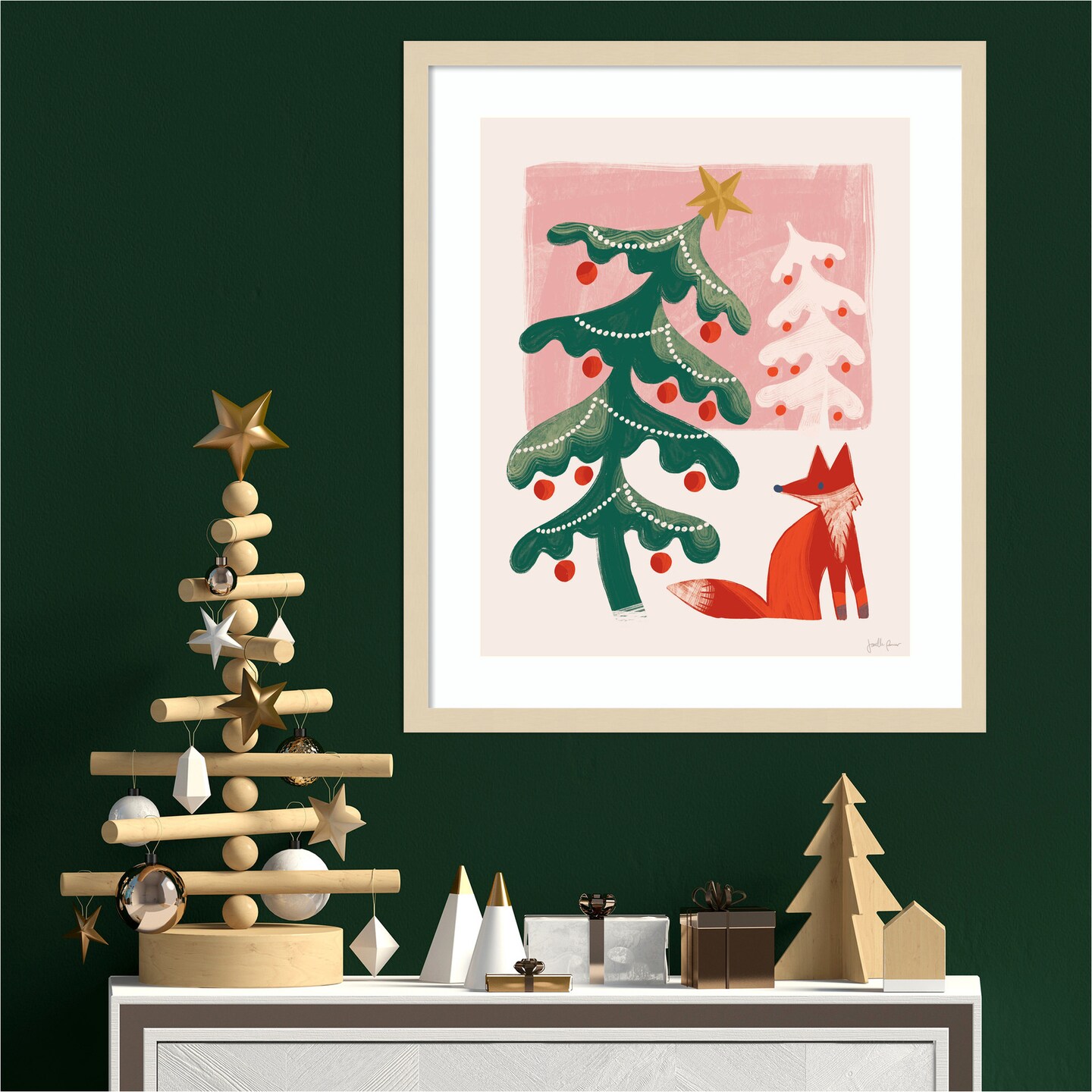 Retro Holiday III by Janelle Penner Wood Framed Wall Art Print