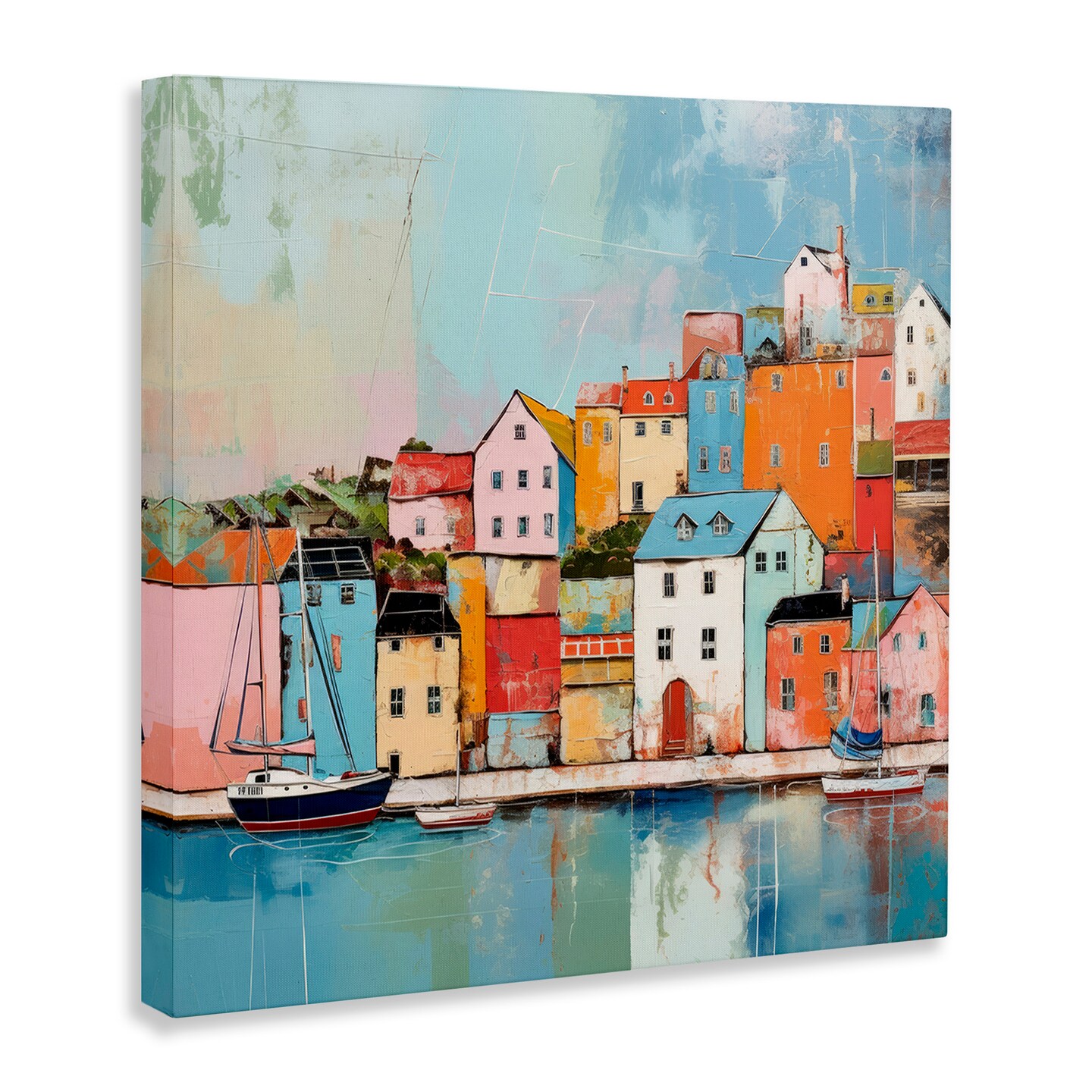 Stupell Industries Seaside Neighborhood Painting Canvas Wall Art