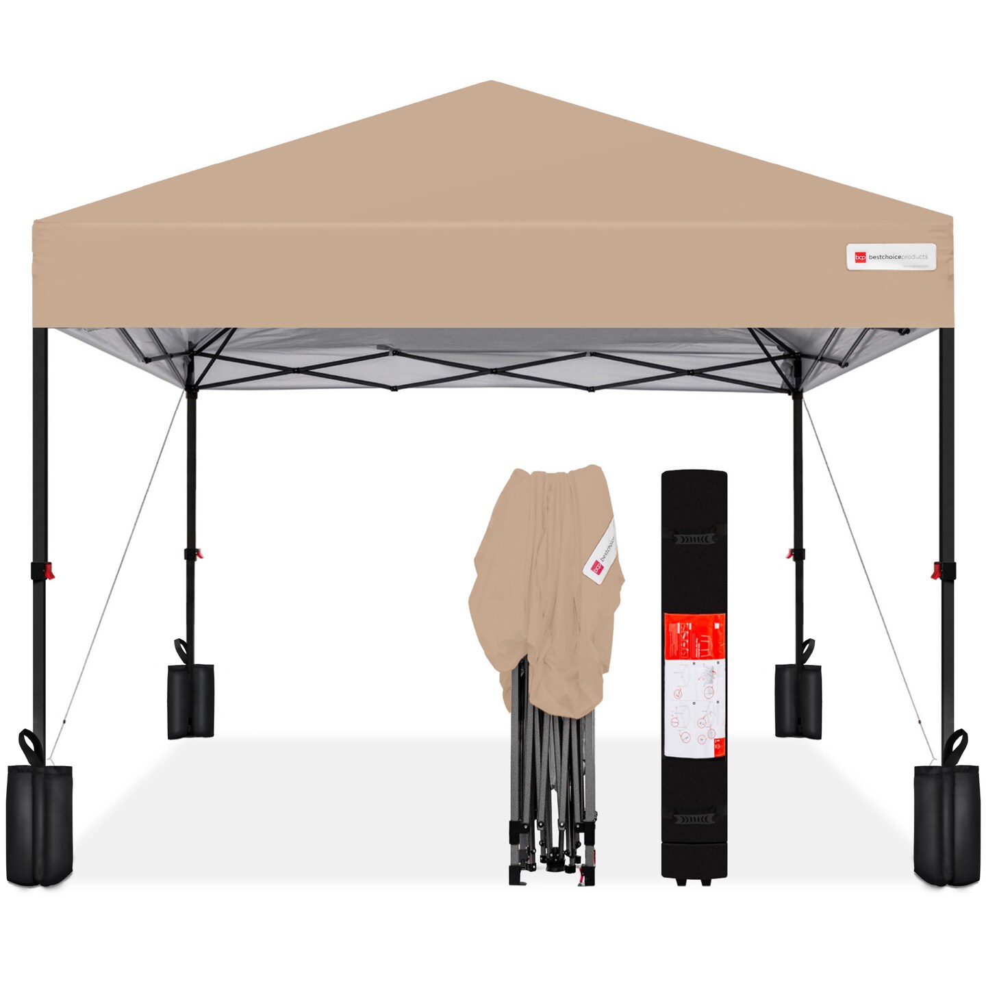 Best Choice Products 10x10ft Easy Setup Pop Up Canopy w/ 1-Button Setup, Wheeled Case, 4 Weight Bags