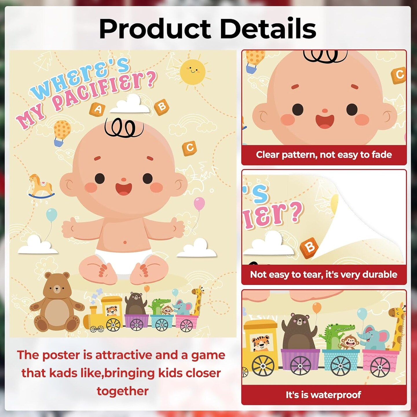 Pin the Pacifier on the Baby Shower Game, 36 Players Gender Reveal Party Supplies, Where is The Baby&#x2019;s Binky