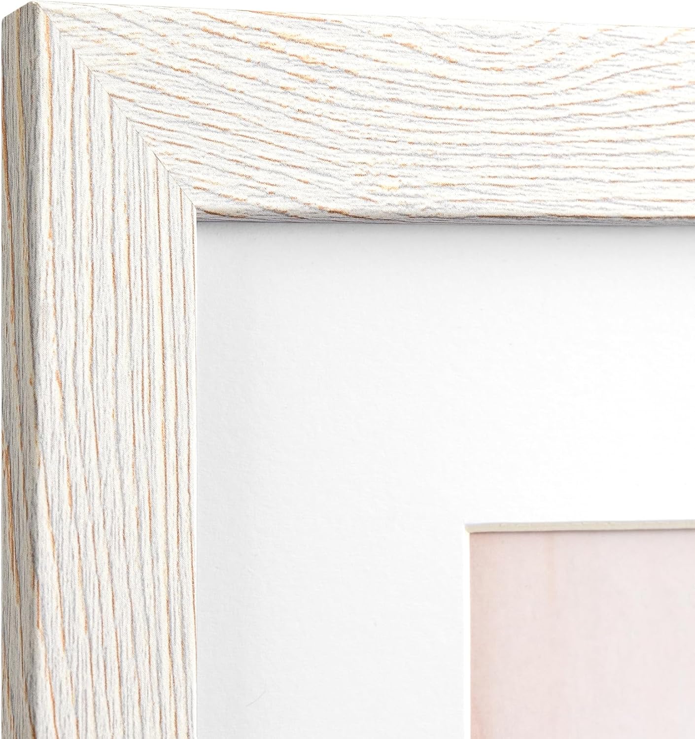 16x20 Picture Frame with Mat for 11x14 Set of 3, Rustic White Wood Grain 16x20 Frames for Wall Mounting (3 Pack, White)