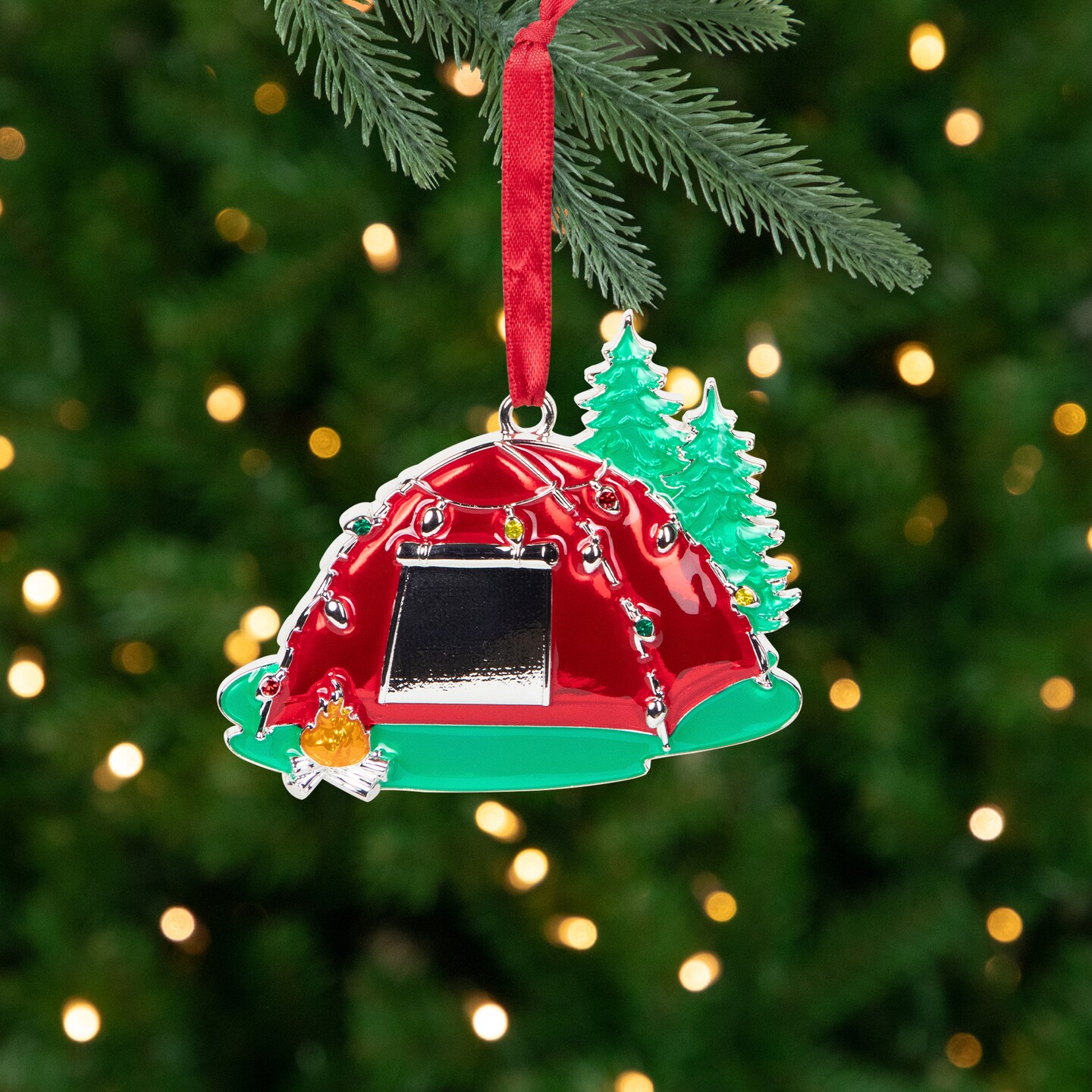 Northlight Camping Tent with Campfire Christmas Ornament - 3.25&#x22;