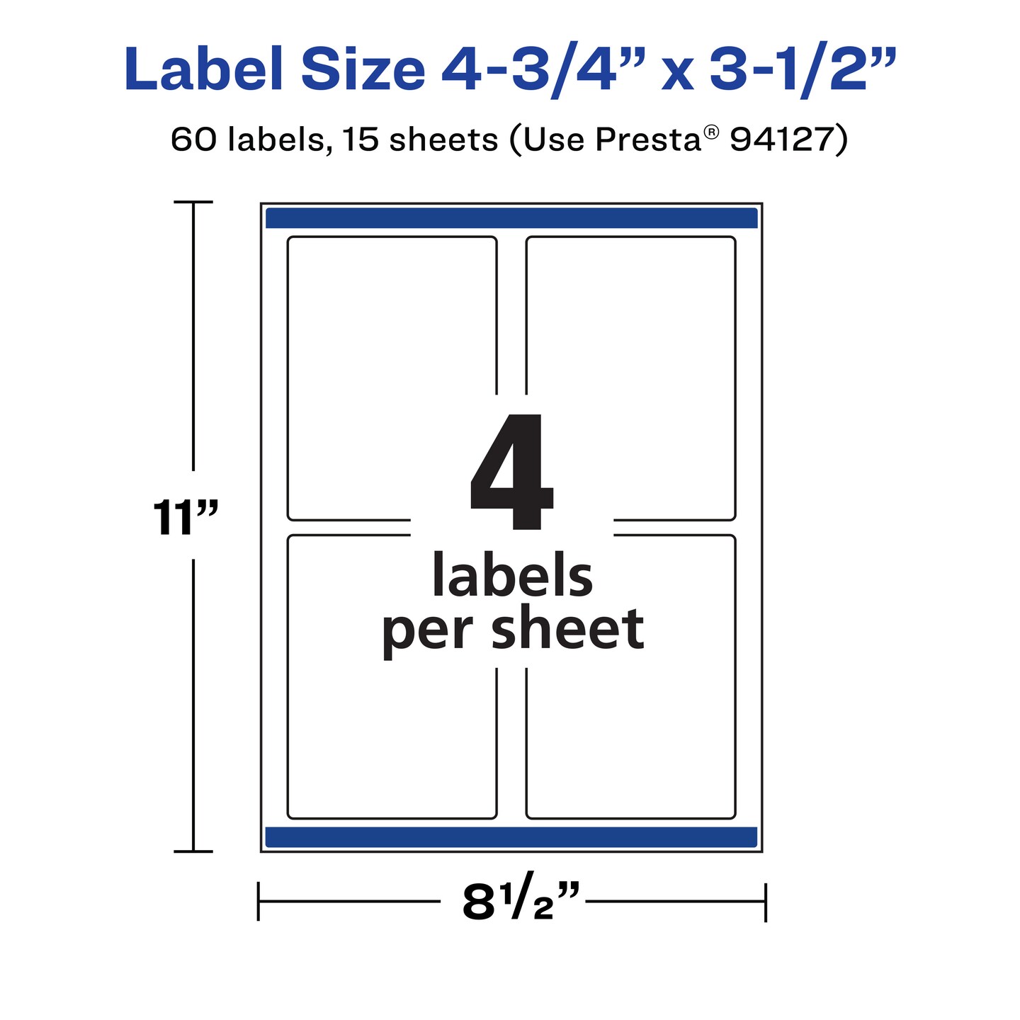 Avery Matte White Removable Rectangle Labels with Sure Feed Technology, Print-to-the-Edge, 4.75" x 3.5"