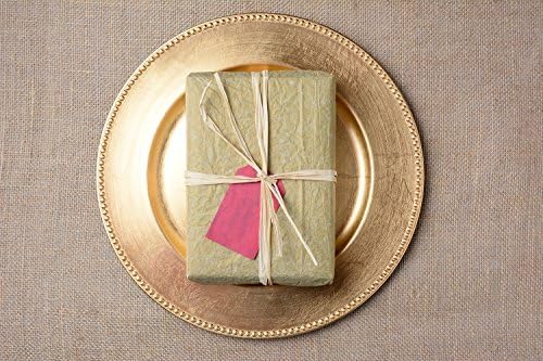 Round Beaded Charger Plates, Set of 2,4,6, 12 or 24 Dinner Chargers (6, Gold)