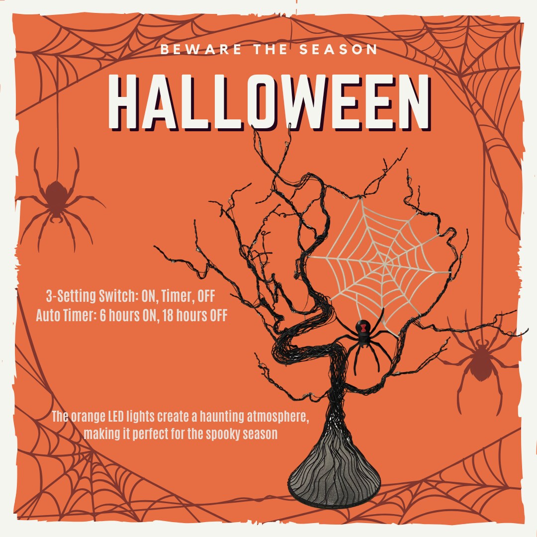 Haute Decor Halloween Tree with Spider