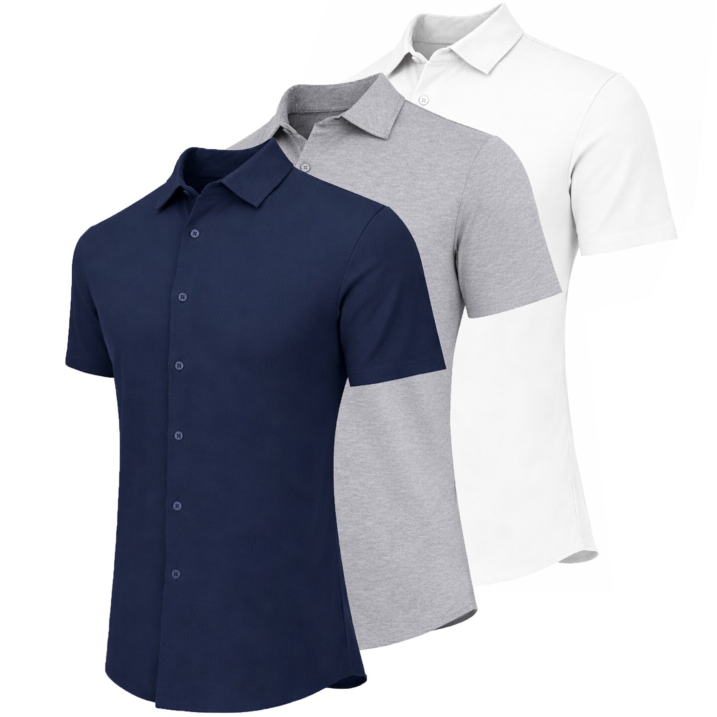 3-Pack Men's Short Sleeve Knit Button Down Shirt (Sizes, S to 3XL)