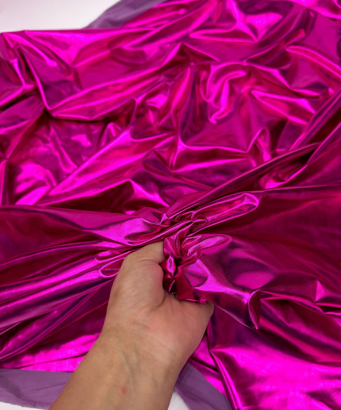 Fuchsia Metallic Gold Foil Lamé Spandex Fabric by the Yard, 60" Wide 4-Way Stretch