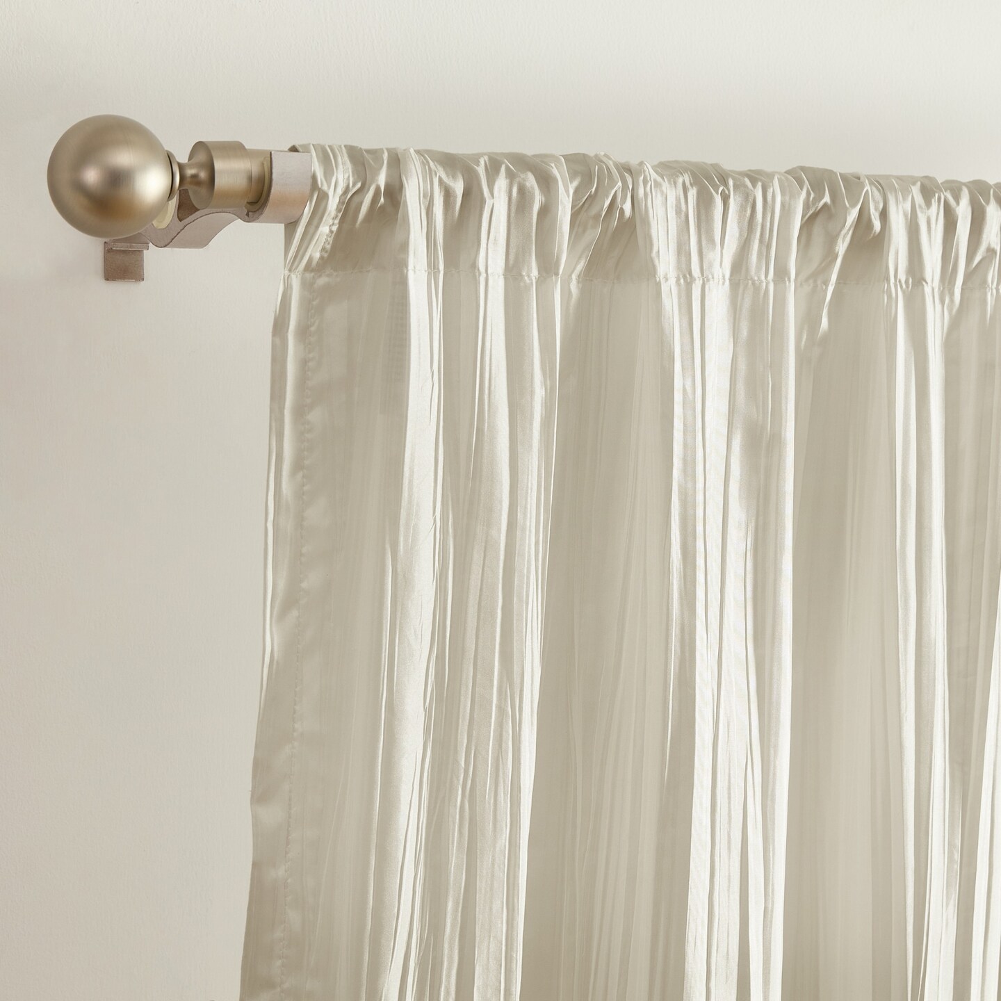 Threadmade Home Athena Faux Silk Window Curtain and Scarf Set, Ivory - 52"W x 84"L