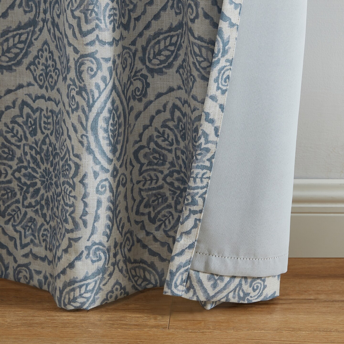 Threadmade Home Giovanni Medallion Blackout Window Curtain Panel, Blue - 52"W x 95"L