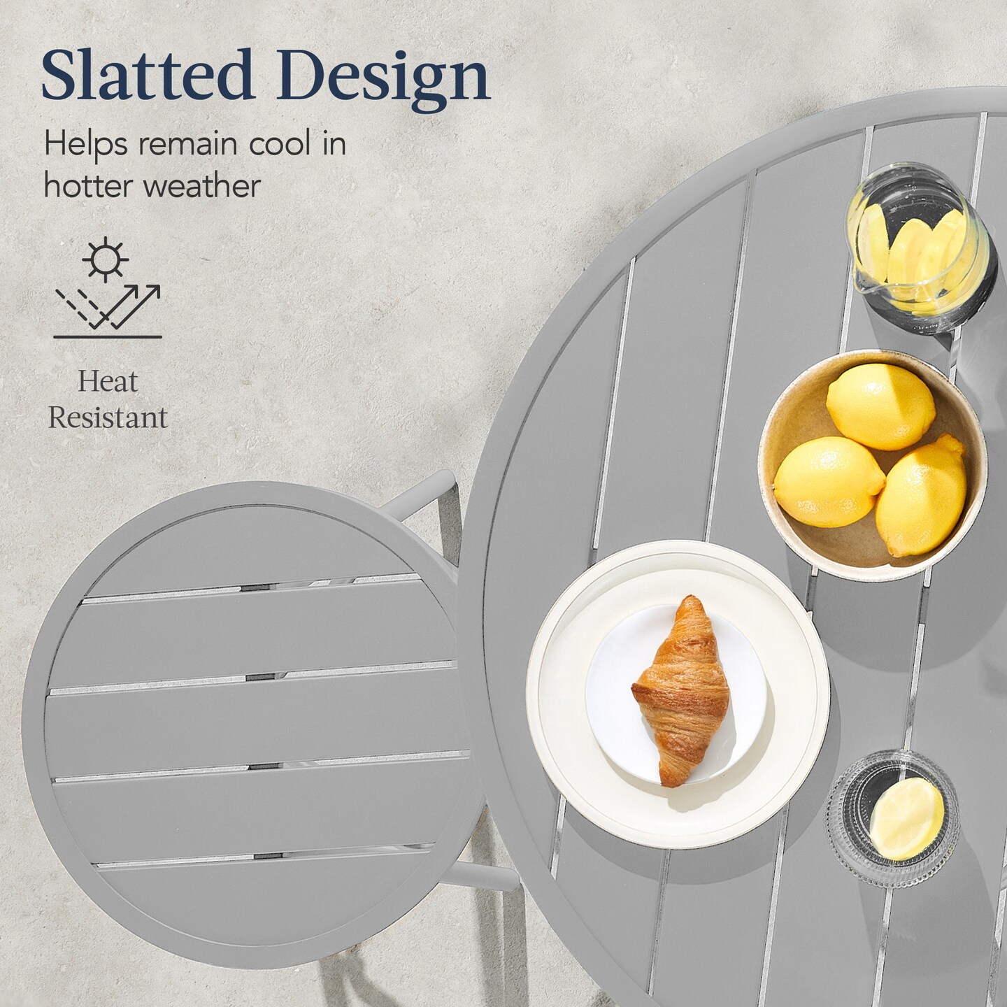 Best Choice Products 3-Piece Steel Patio Bar Height Round Bistro Set w/ Backless Stools, Slatted Design