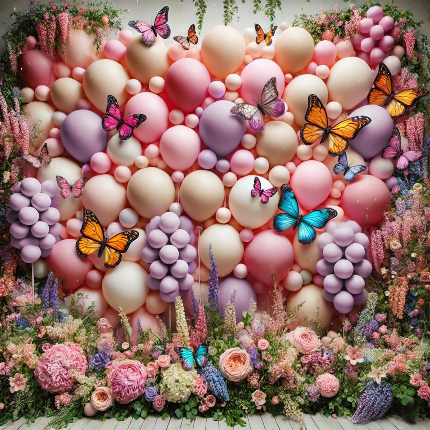 Pink Purple Balloon Arch Garland Kit for Butterfly Birthday Decorations, 167 Pcs Pastel Dusty Pink Lavender Blush Balloons with Butterfly Stickers for Baby Shower Baby in Bloom Wedding Spring Supplies