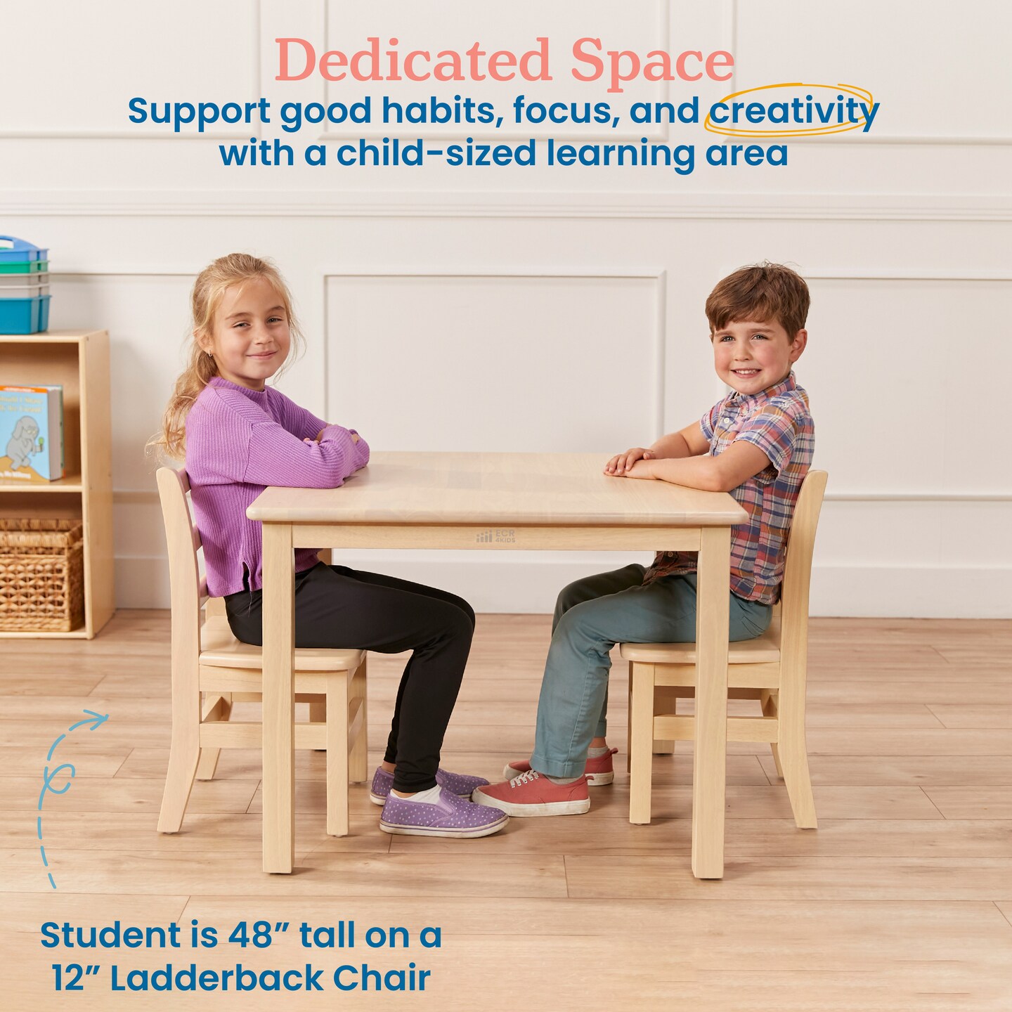 30in Square Hardwood Table with 22in Legs, Kids Furniture