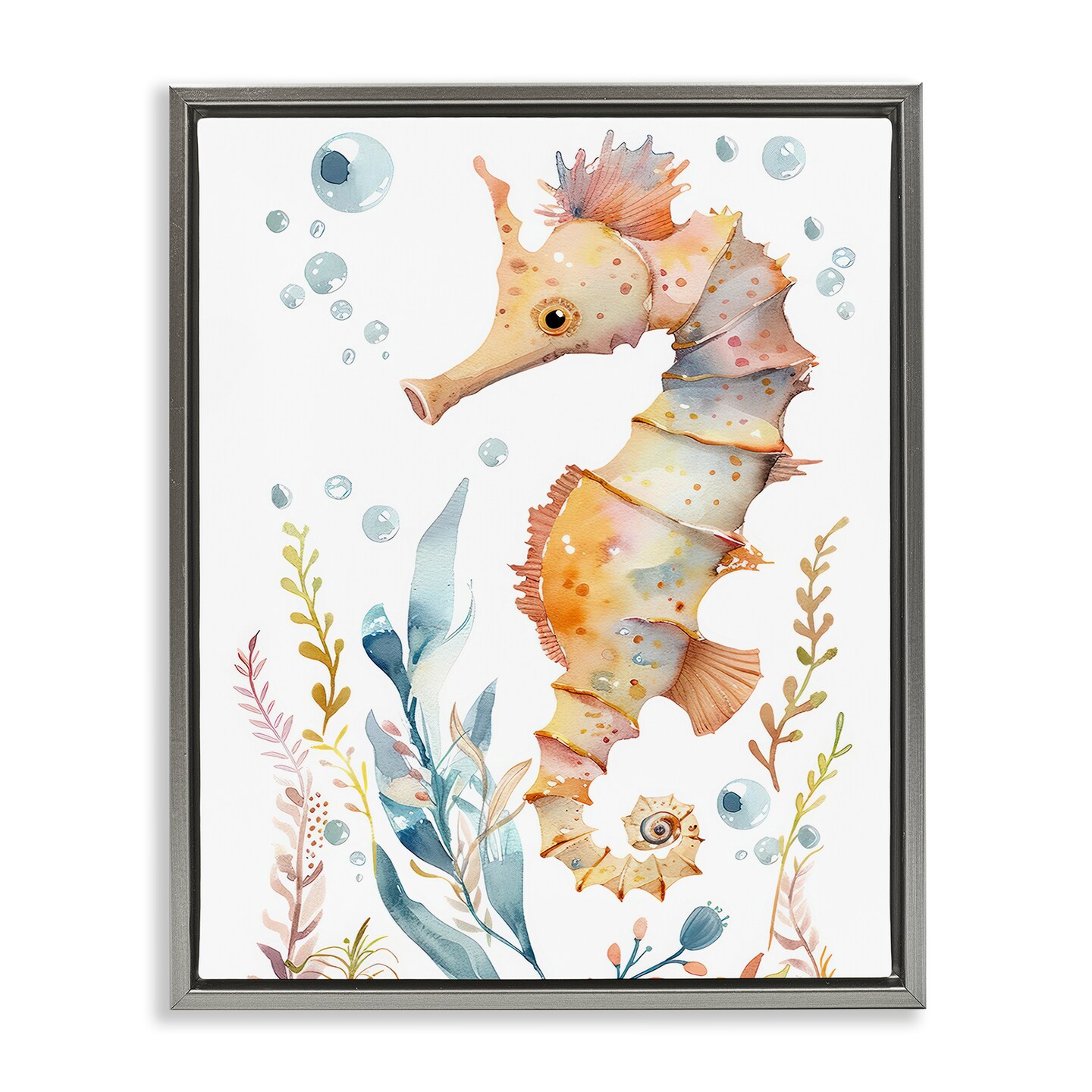 Stupell Industries Soft Seahorse Underwater Floater Framed Canvas Wall Art Design by Franklyn Gregory