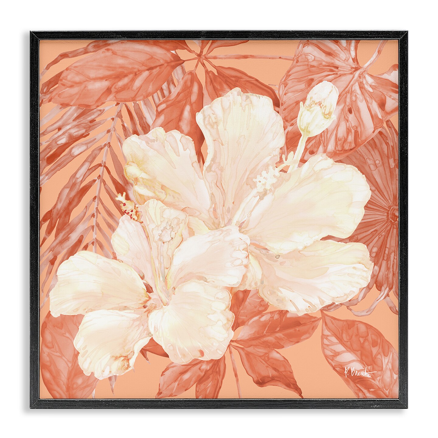 Stupell Industries Hibiscus Flower Bunches Framed Giclee Wall Art Design by Paul Brent