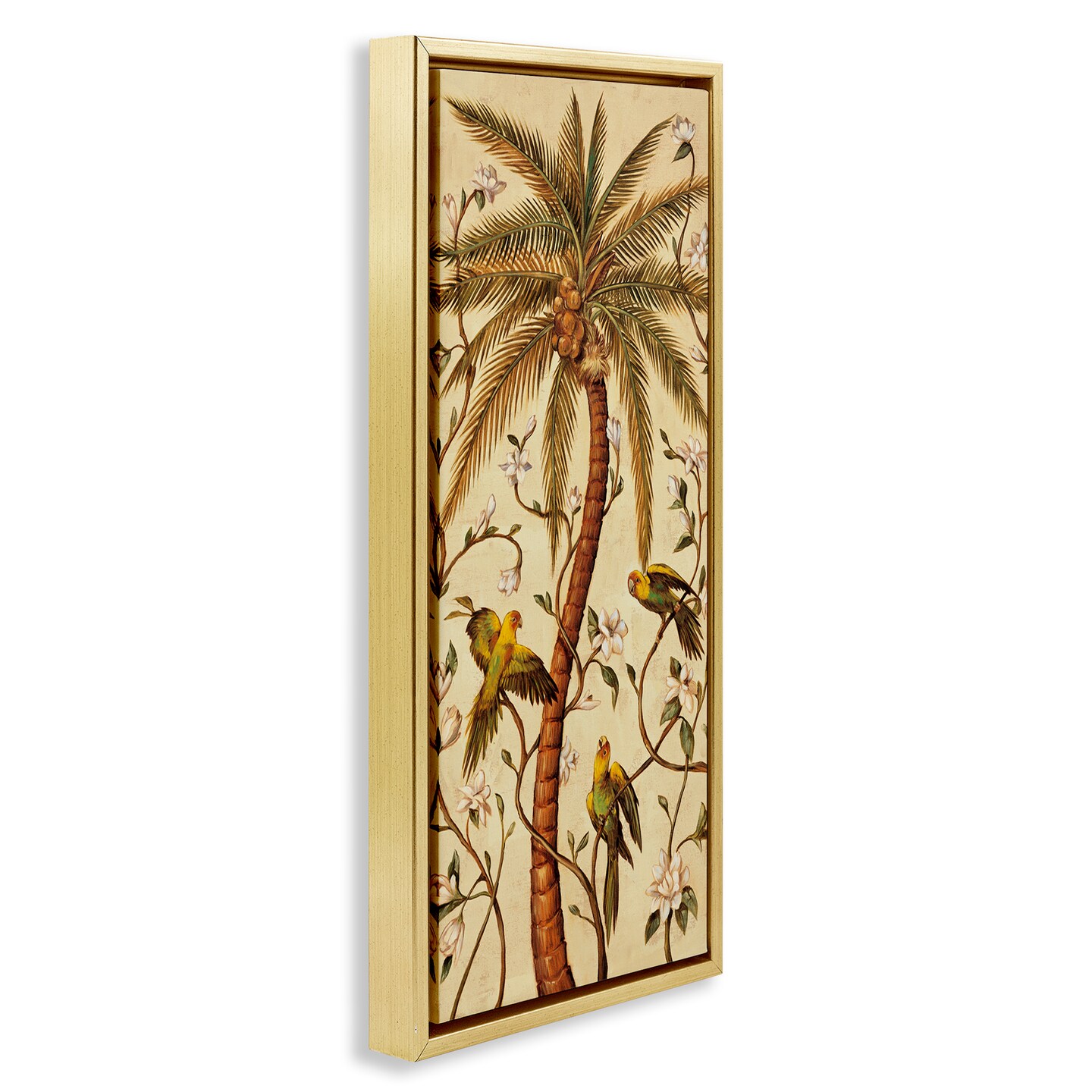 Stupell Industries Parrots & Curvy Palm Tree Floater Framed Canvas Wall Art Design by Rodolfo Jimenez