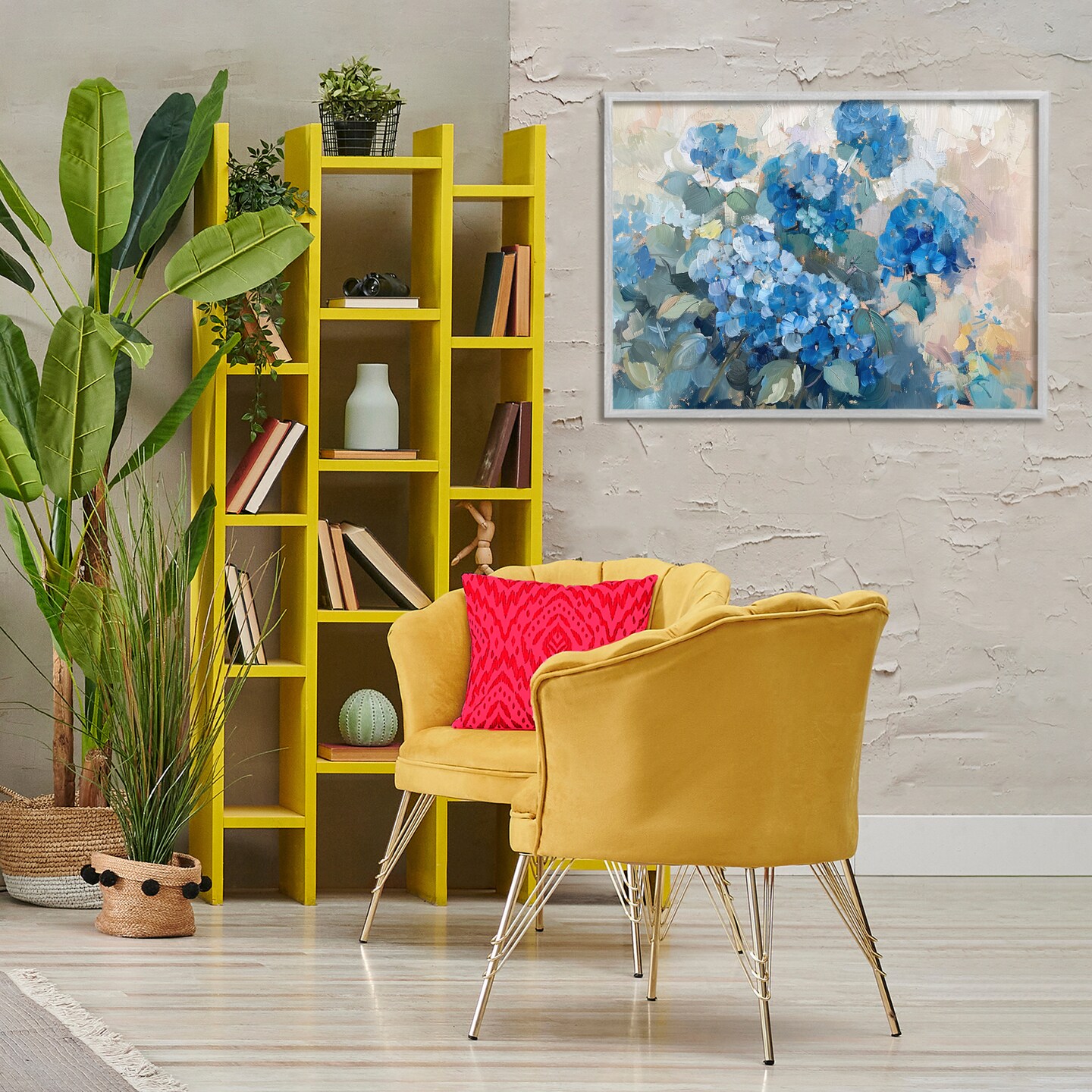 Stupell Industries Blue Hydrangeas Impression Framed Giclee Wall Art Design by LSR Design Studio