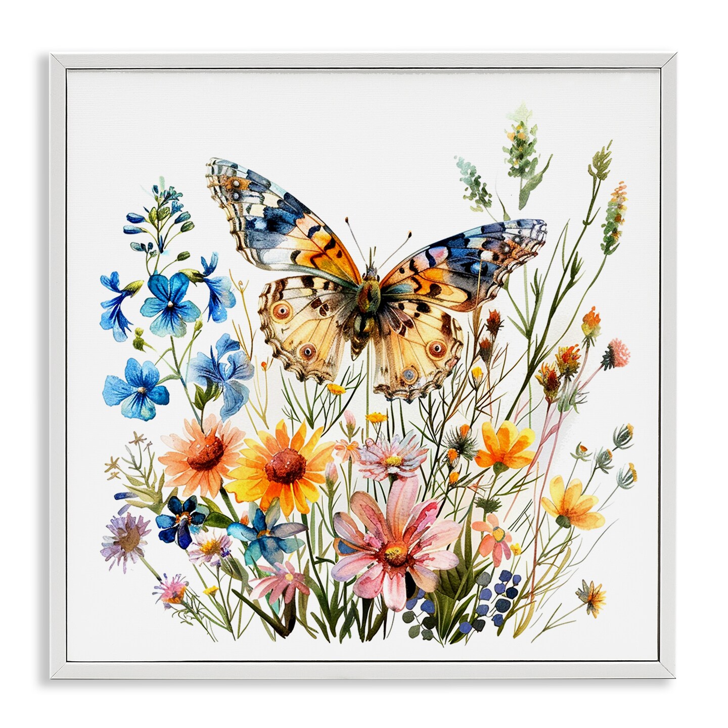 Stupell Industries Spring Butterfly Garden Framed Giclee Wall Art Design by LSR Design Studio