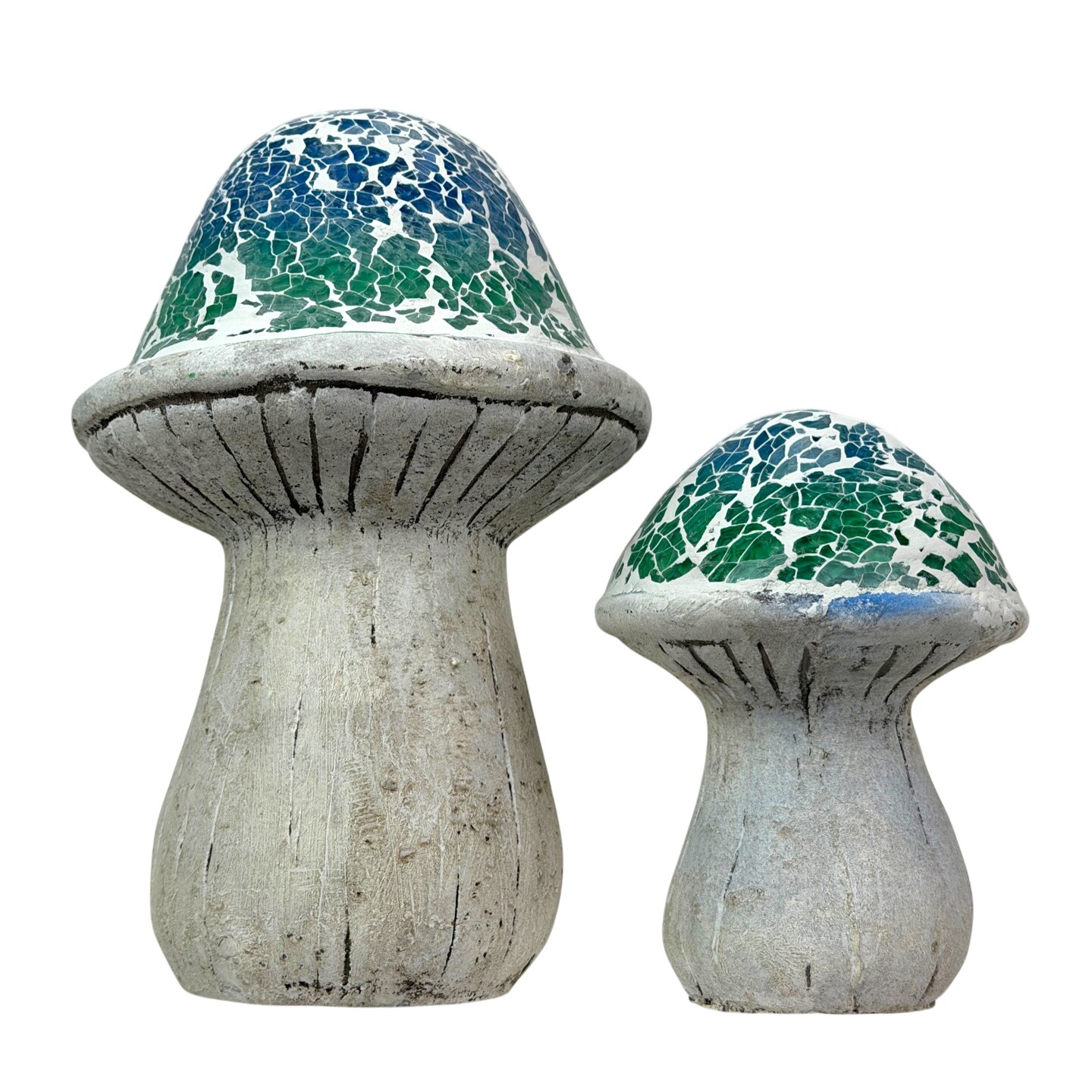 Mosaic Cement Mushroom Garden Statues Distressed Freestanding Decor