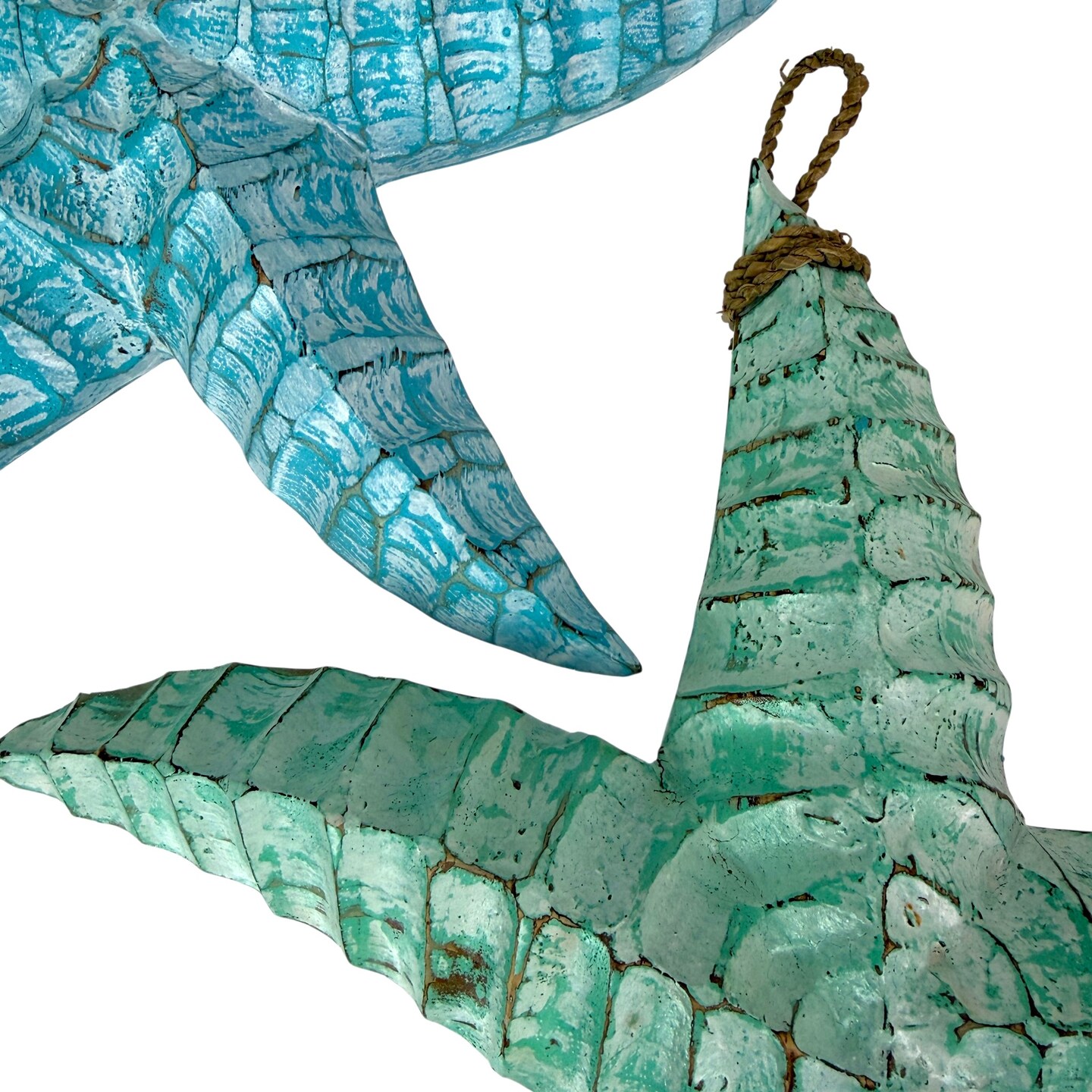 Set of 2 Wooden Coastal Wall Sculptures Distressed Hanging Decor, 12 In.