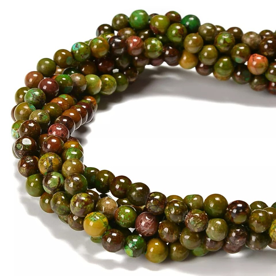 Dark Brown Green Turquoise Smooth Round Beads Size 6-7mm 15.5&#x27;&#x27; Strand
