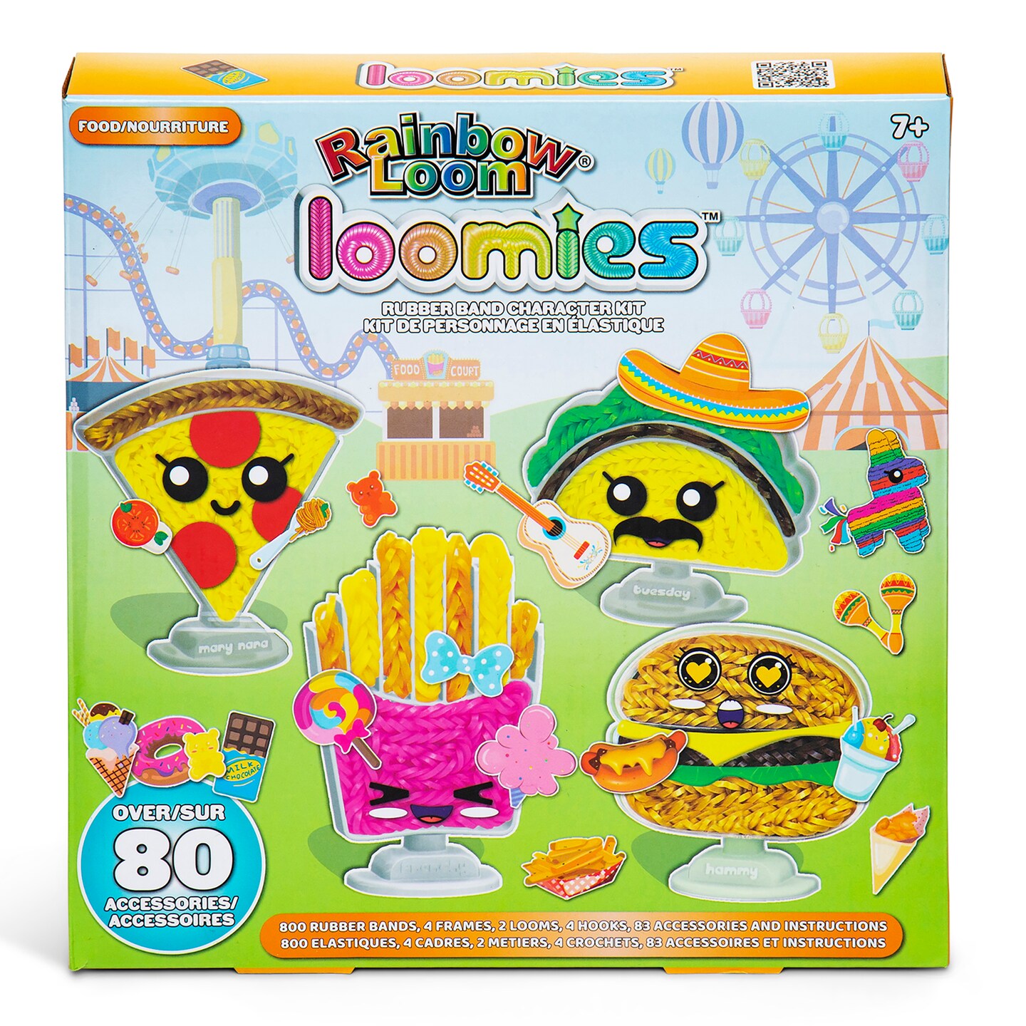 Rainbow Loom: Loomies Food Figurines - 4 Character Rubber Band Kit - Create 4 Food Themed Characters, DIY Craft Kit, Great For Parties, Kids Ages 7+