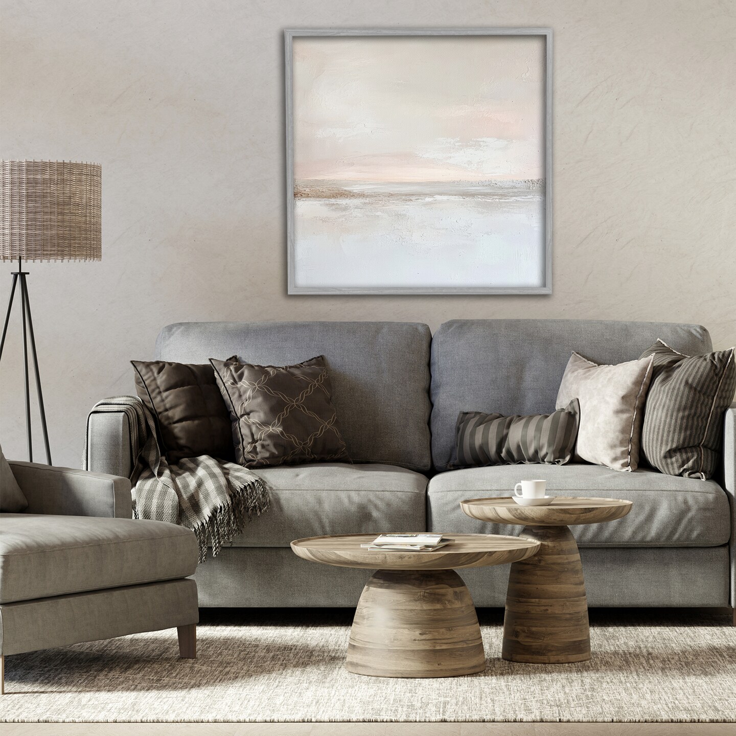 Stupell Industries Muted Landscape Abstract Horizon Framed Giclee, design by Petal Prints Design