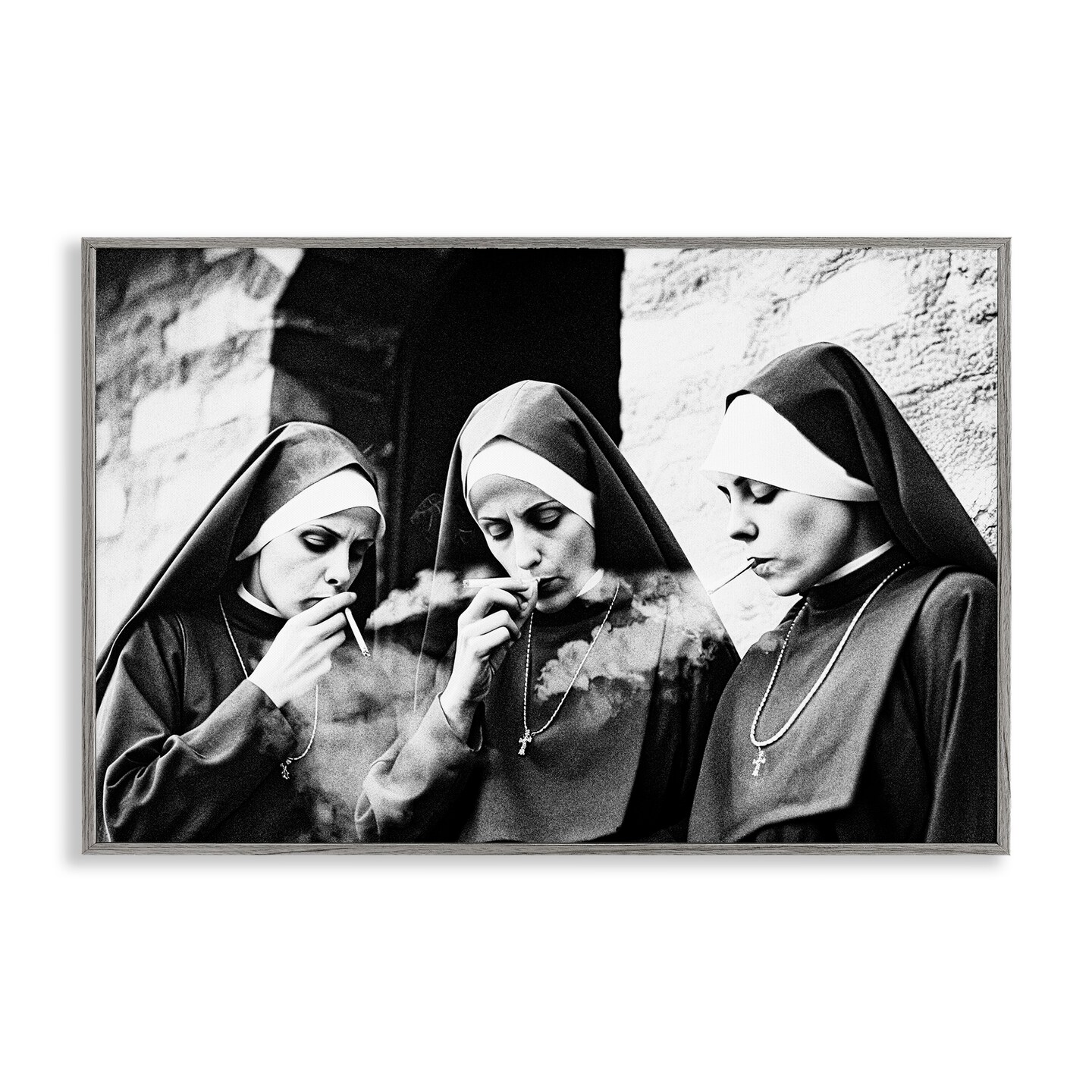 Stupell Industries Smoking Nuns Rebellion Framed Giclee, design by Decent Exposures